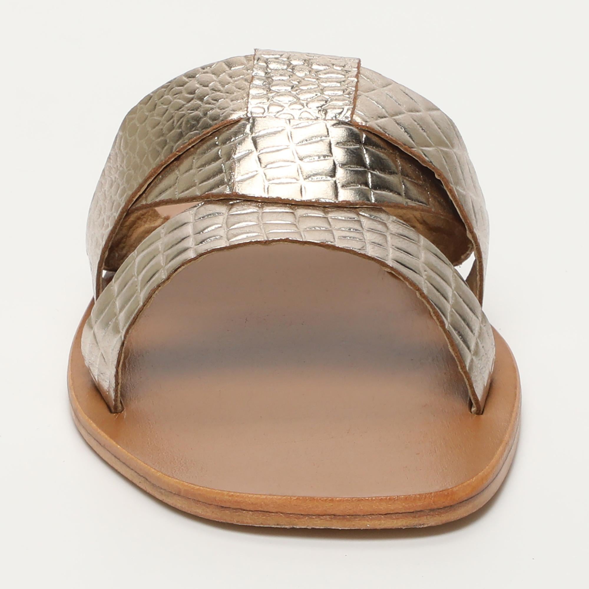 NOHAM mules en cuir croco or clair