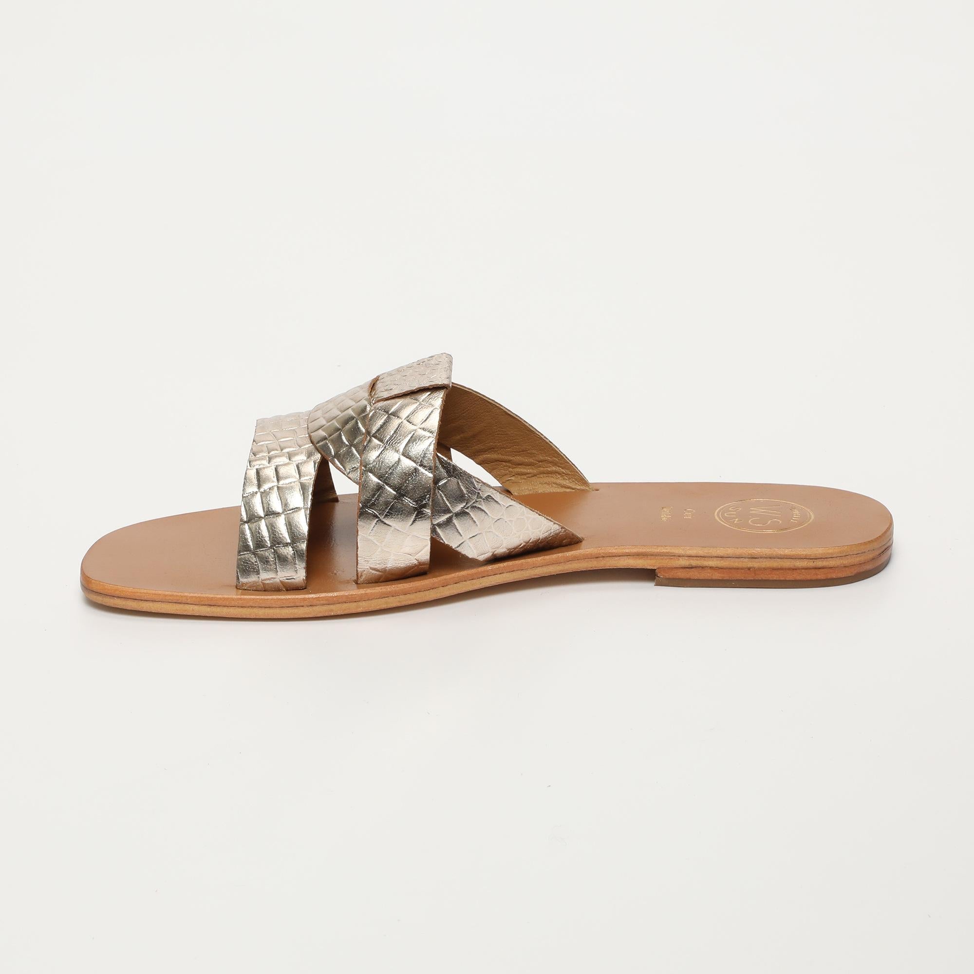 NOHAM mules en cuir croco or clair