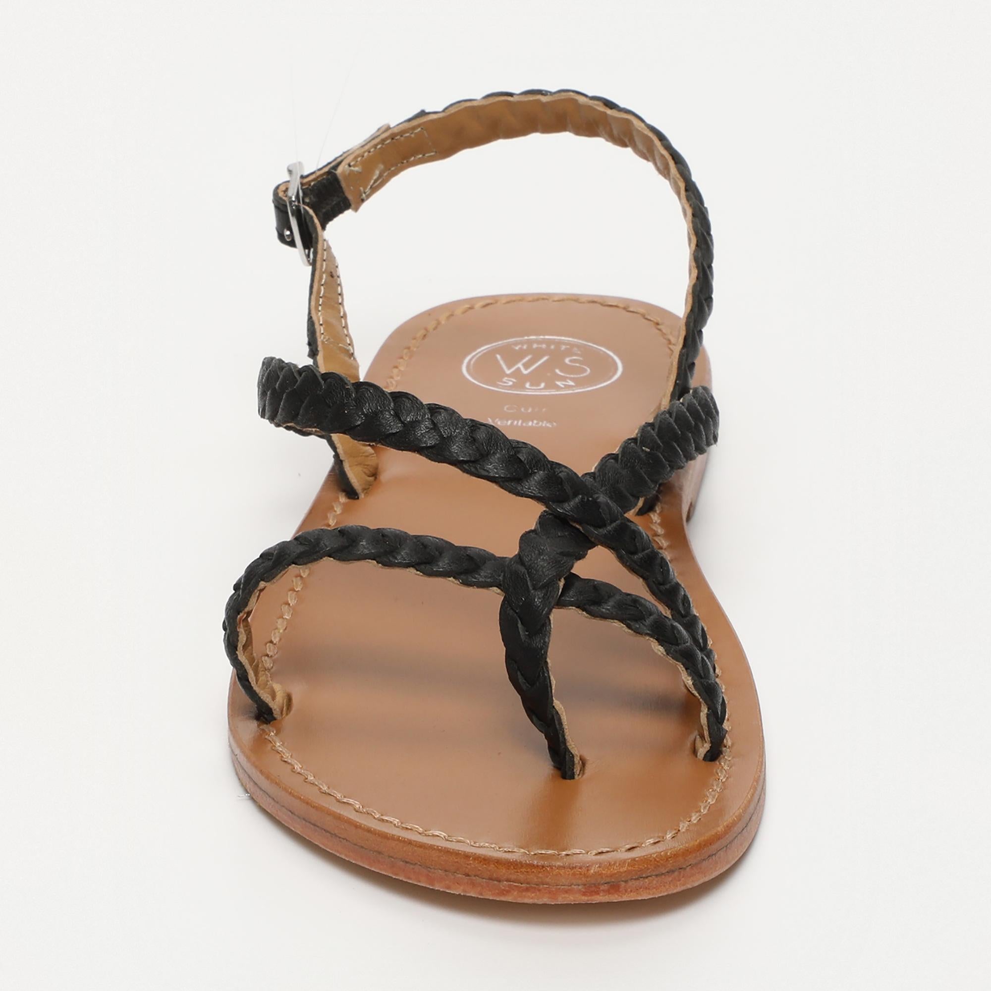 ORIOLE sandales tresse en cuir noir