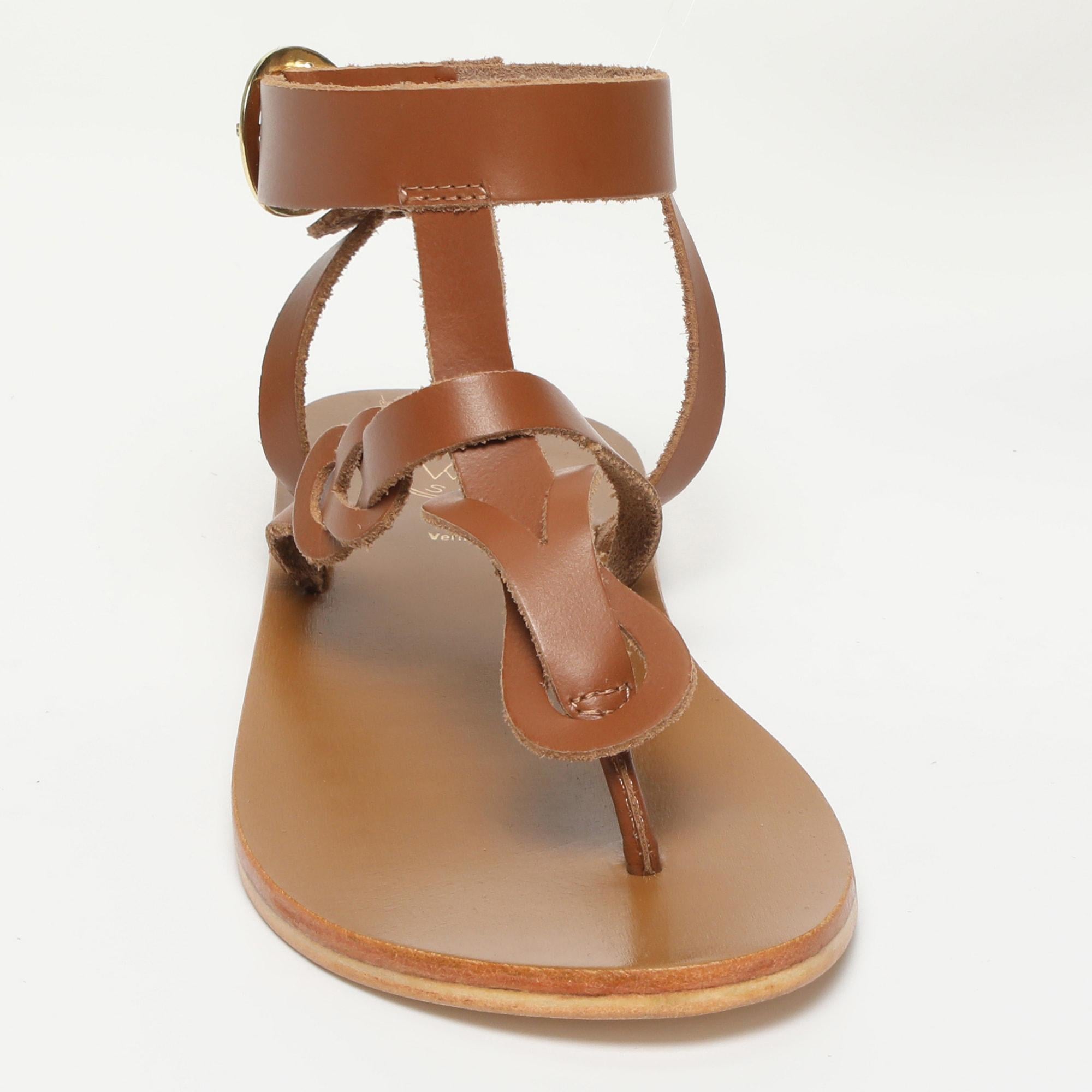 OSANI sandales entre doigt bracelet de cheville en cuir camel