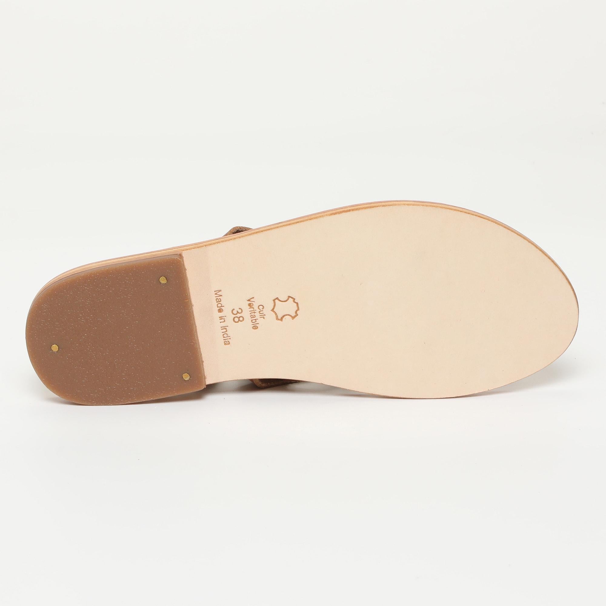 OSANI sandales entre doigt bracelet de cheville en cuir camel