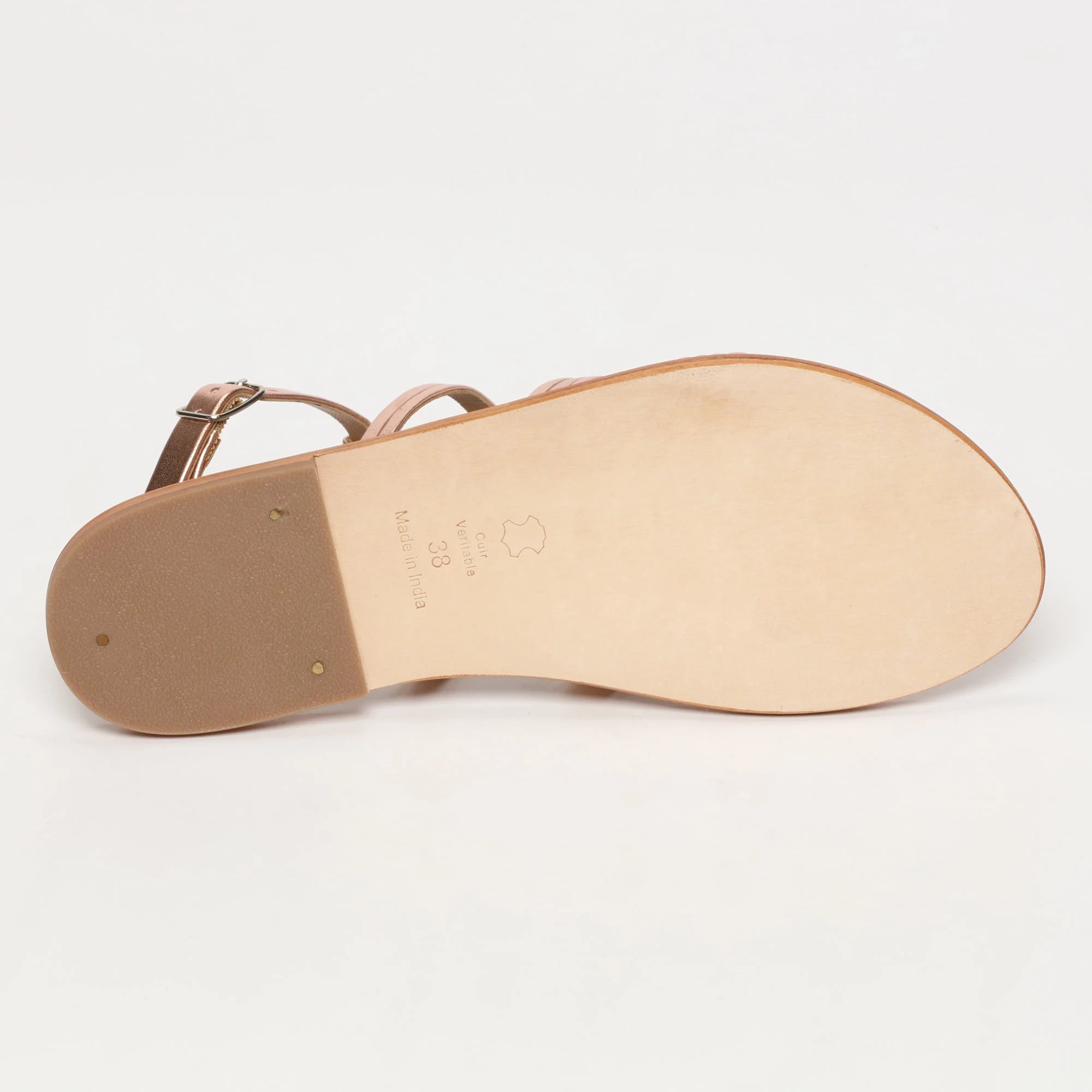 CARMESI sandales spartiate / lacet en cuir or rose