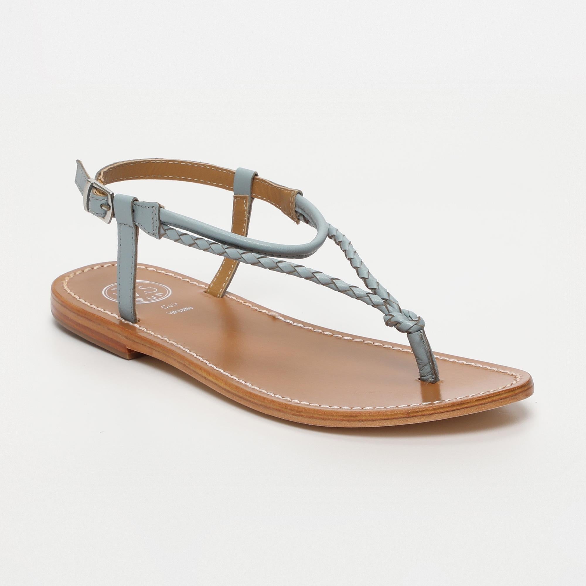 PAZ sandales entre doigt en cuir bleu clair