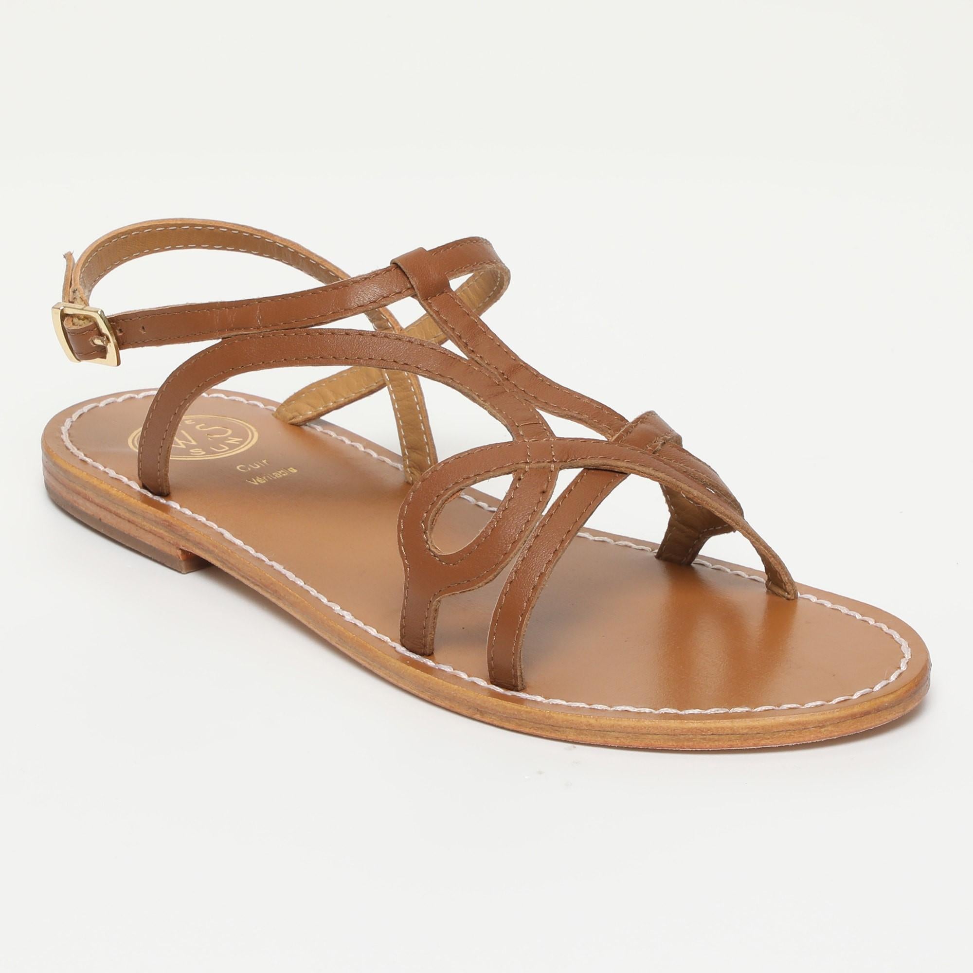 RALA sandales fantaisie en cuir camel