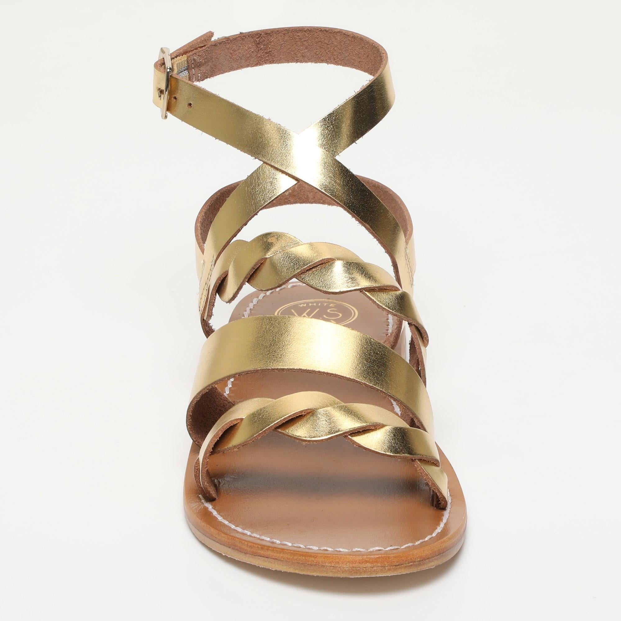 RECAS sandales bracelet de cheville en cuir or foncé