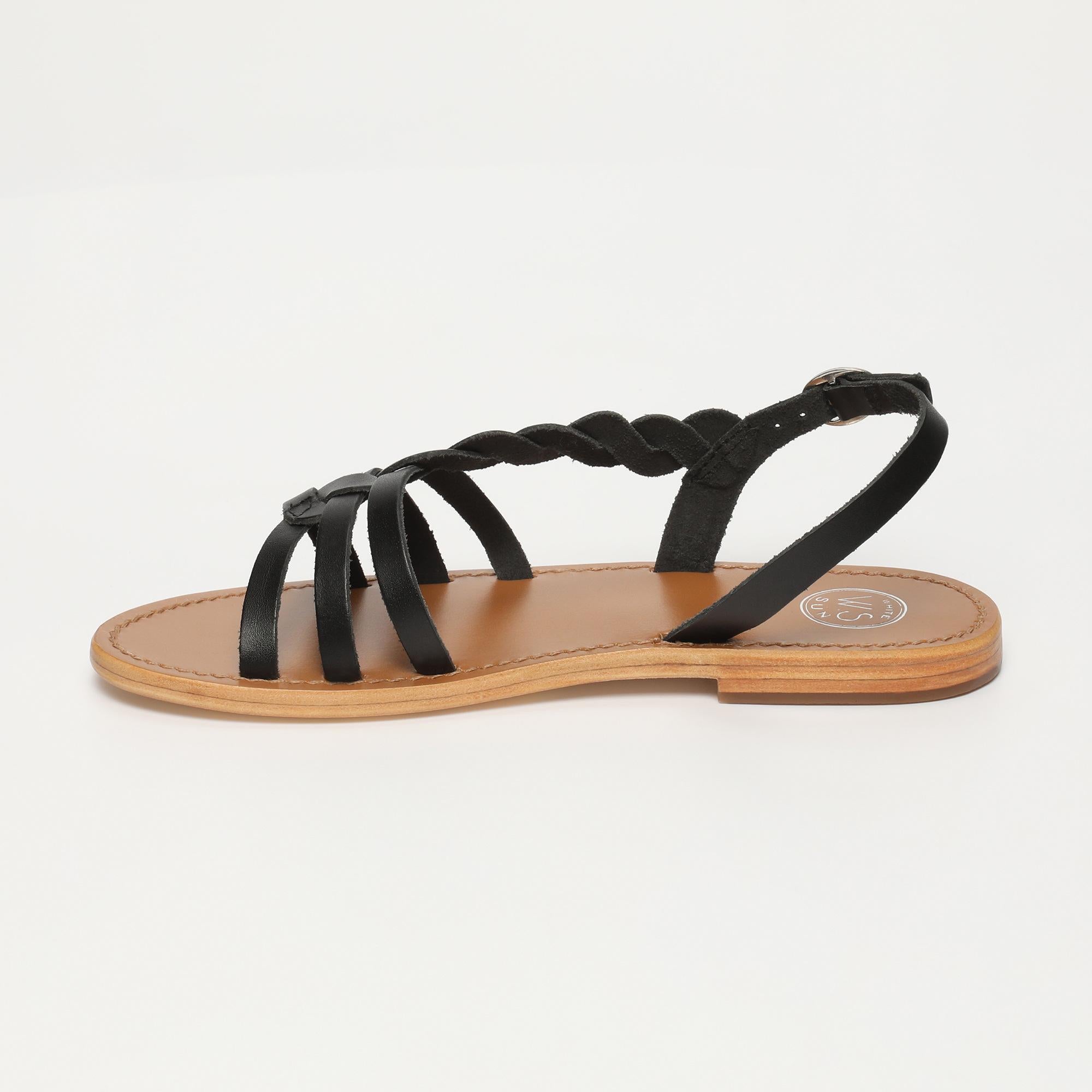 SATYRE sandales en cuir noir