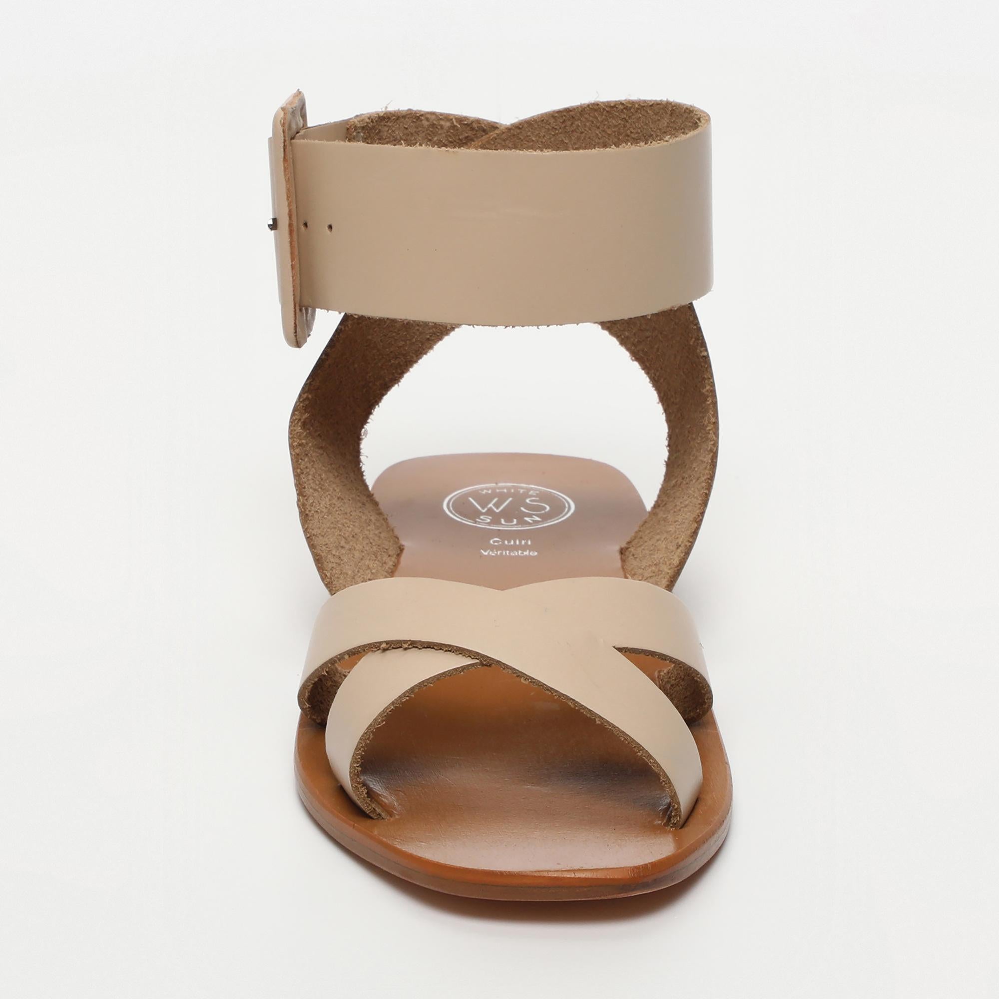 SOFIA sandales bracelet de cheville en cuir nude