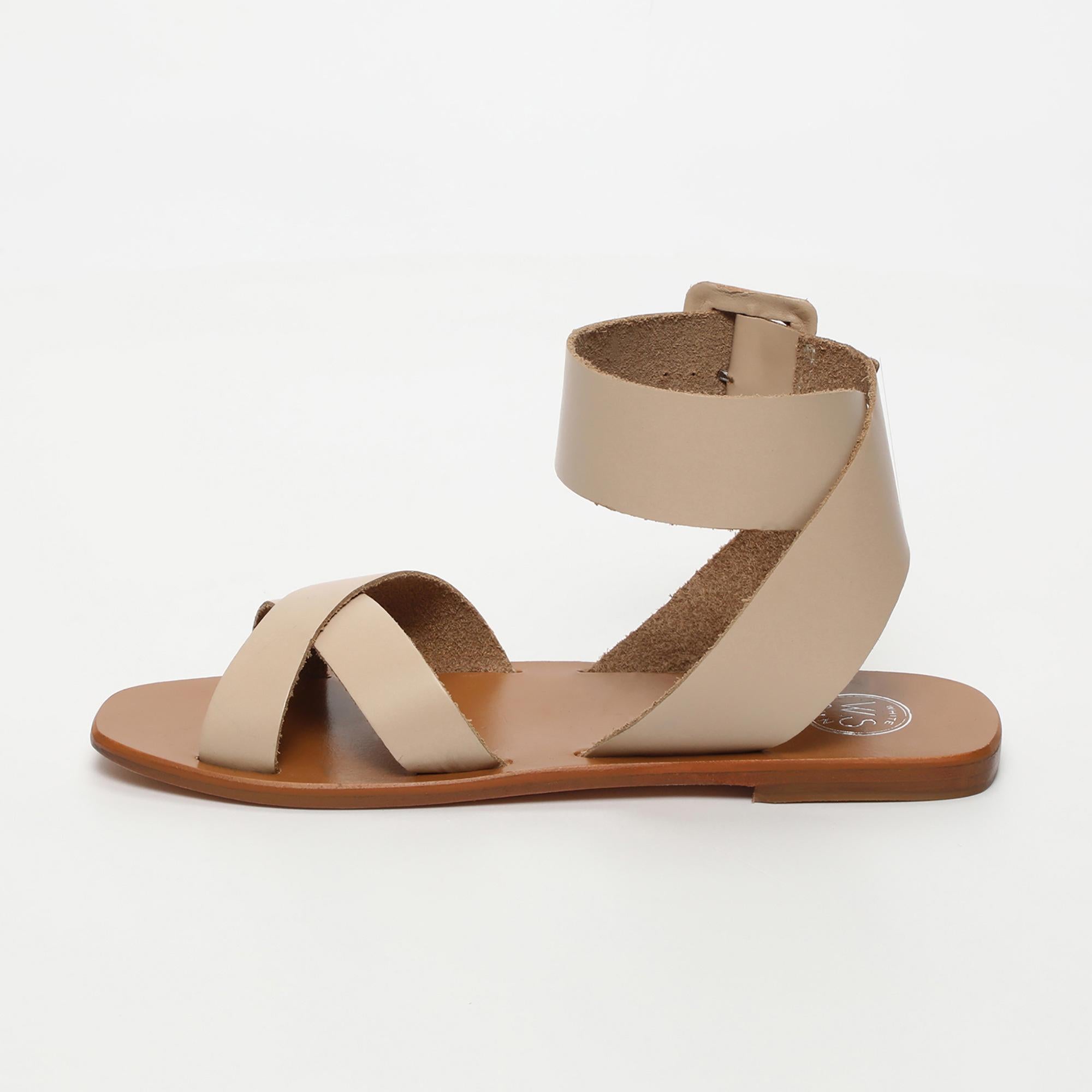 SOFIA sandales bracelet de cheville en cuir nude