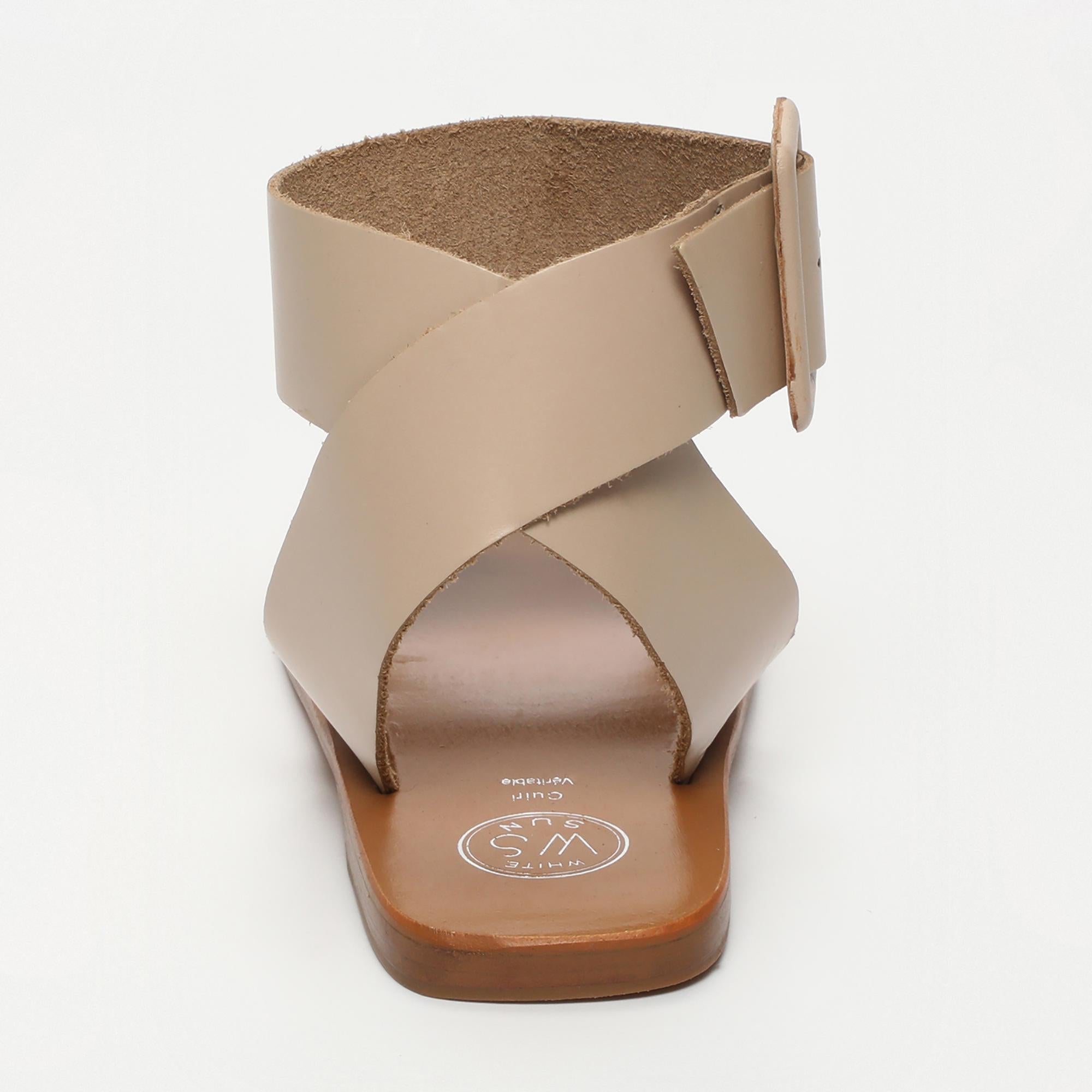 SOFIA sandales bracelet de cheville en cuir nude