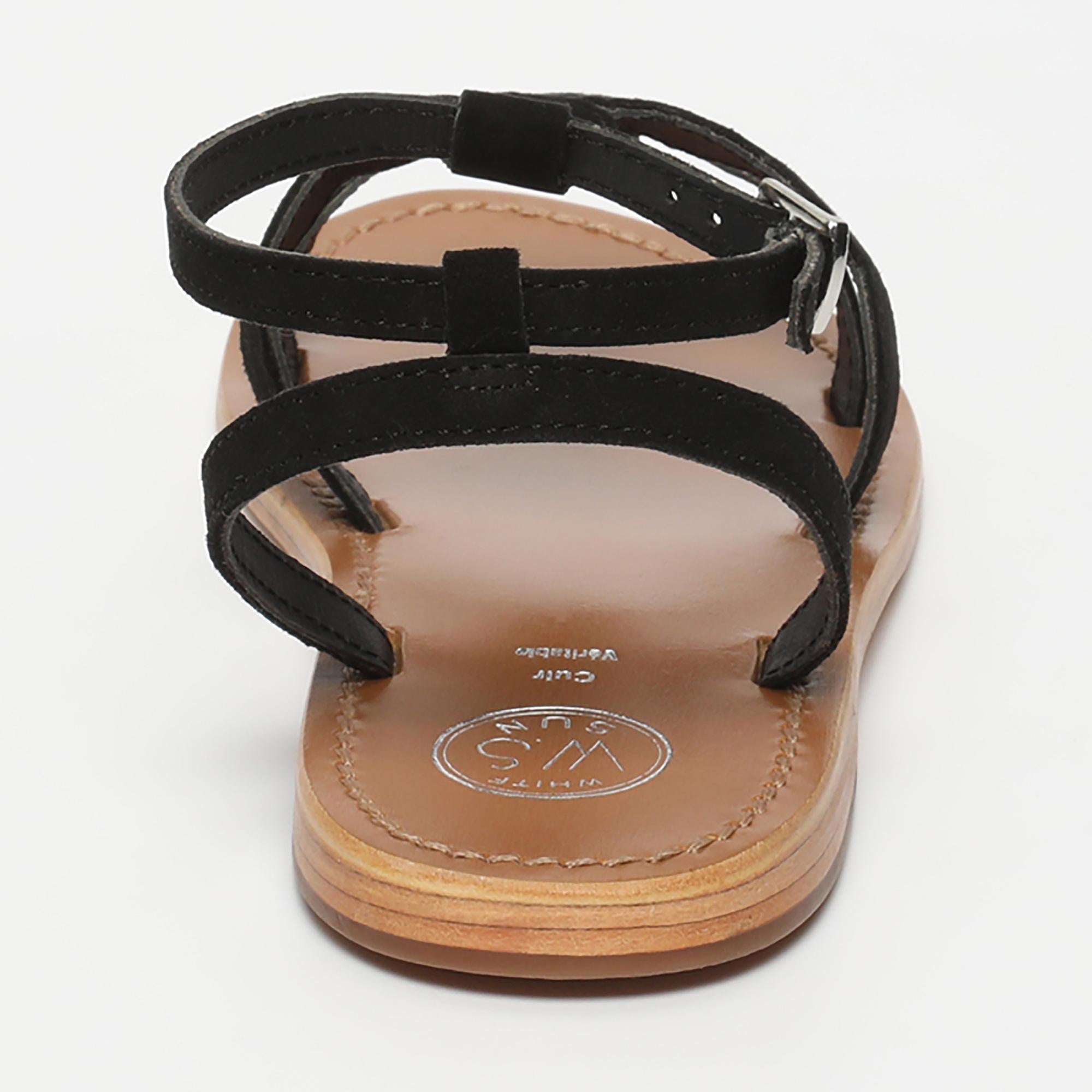 THUJA sandales en cuir noir
