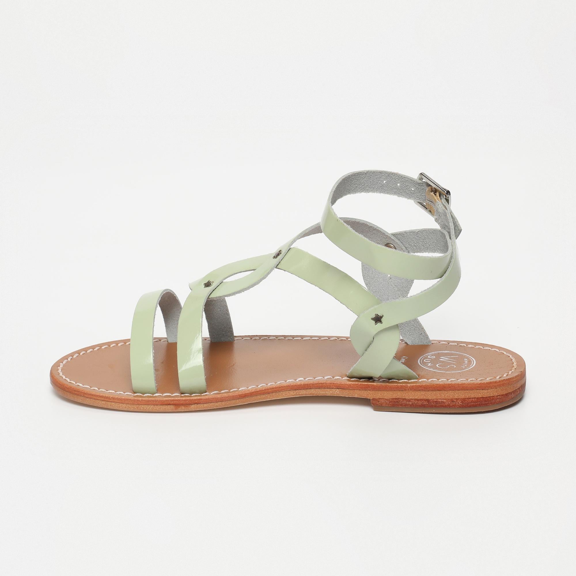 TIKI sandales en cuir menthe