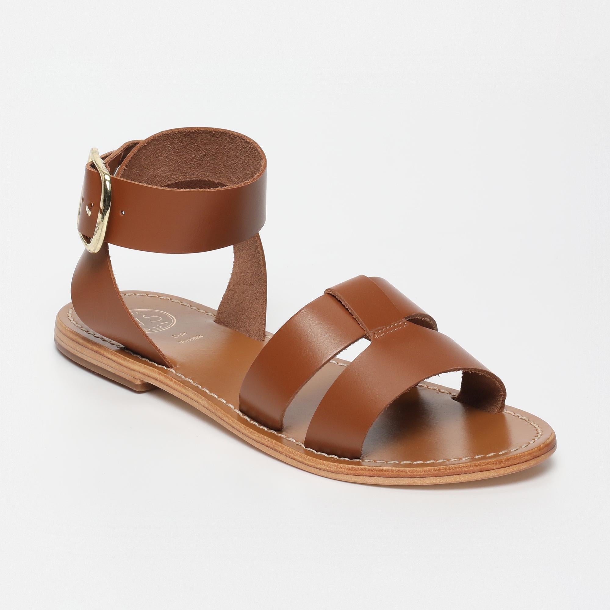 TAHANI sandales bracelet de cheville en cuir camel