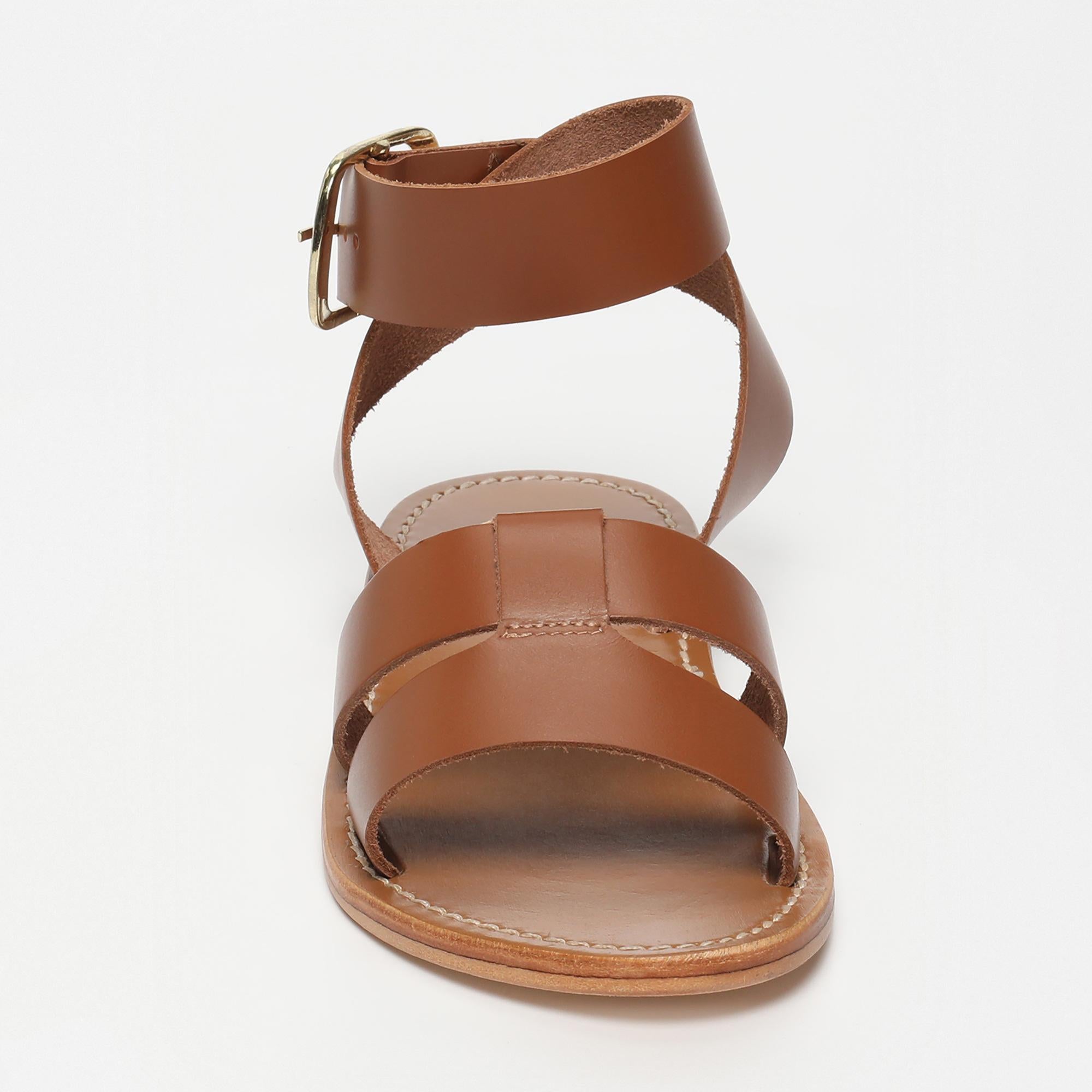 TAHANI sandales bracelet de cheville en cuir camel