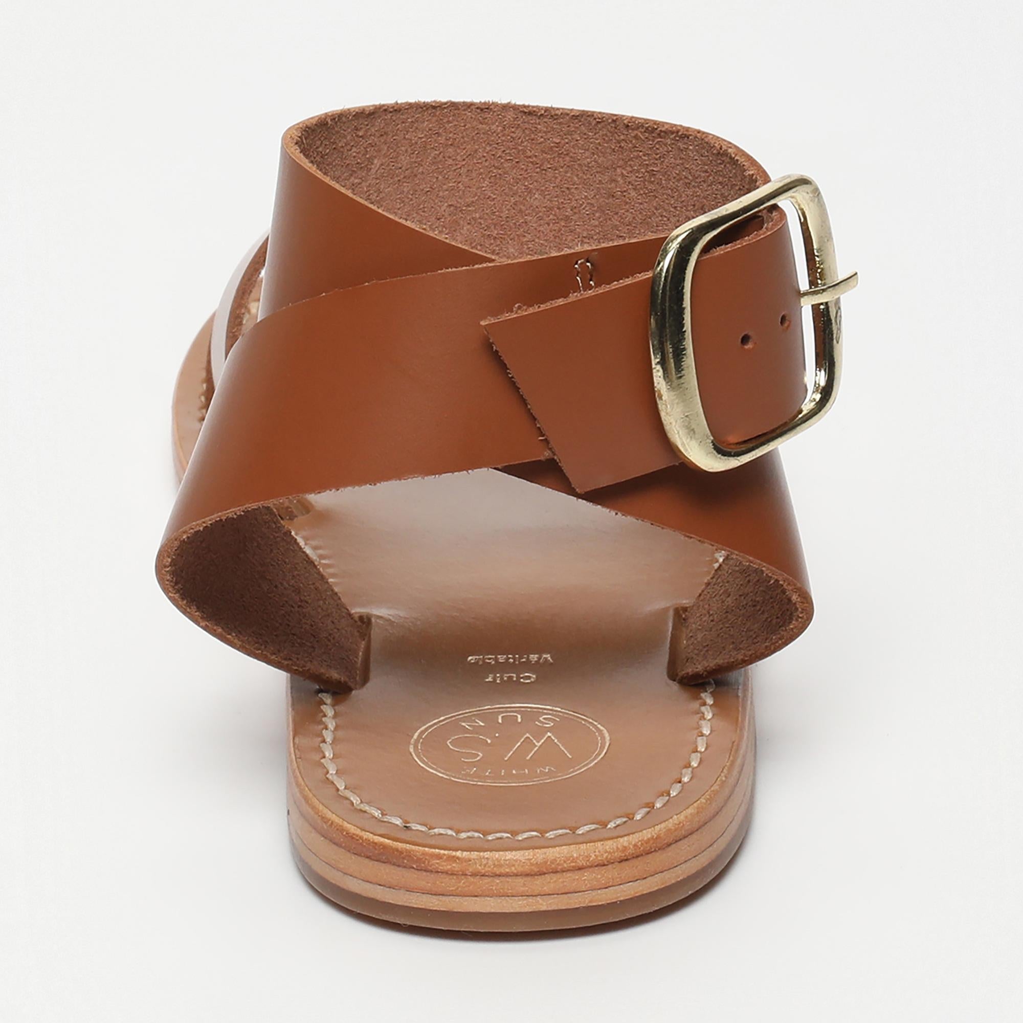 TAHANI sandales bracelet de cheville en cuir camel