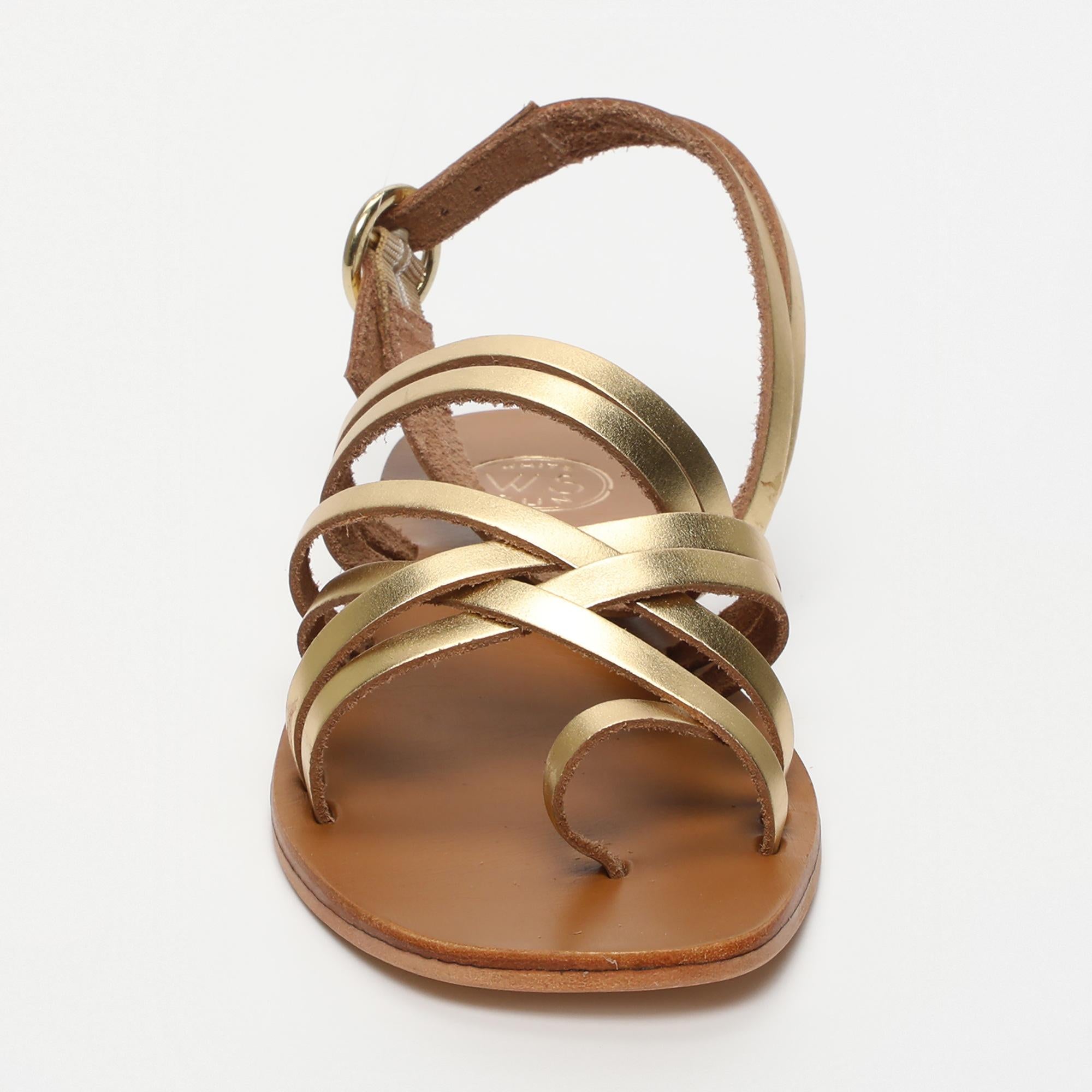 TALEAH sandales entre doigt en cuir or foncé