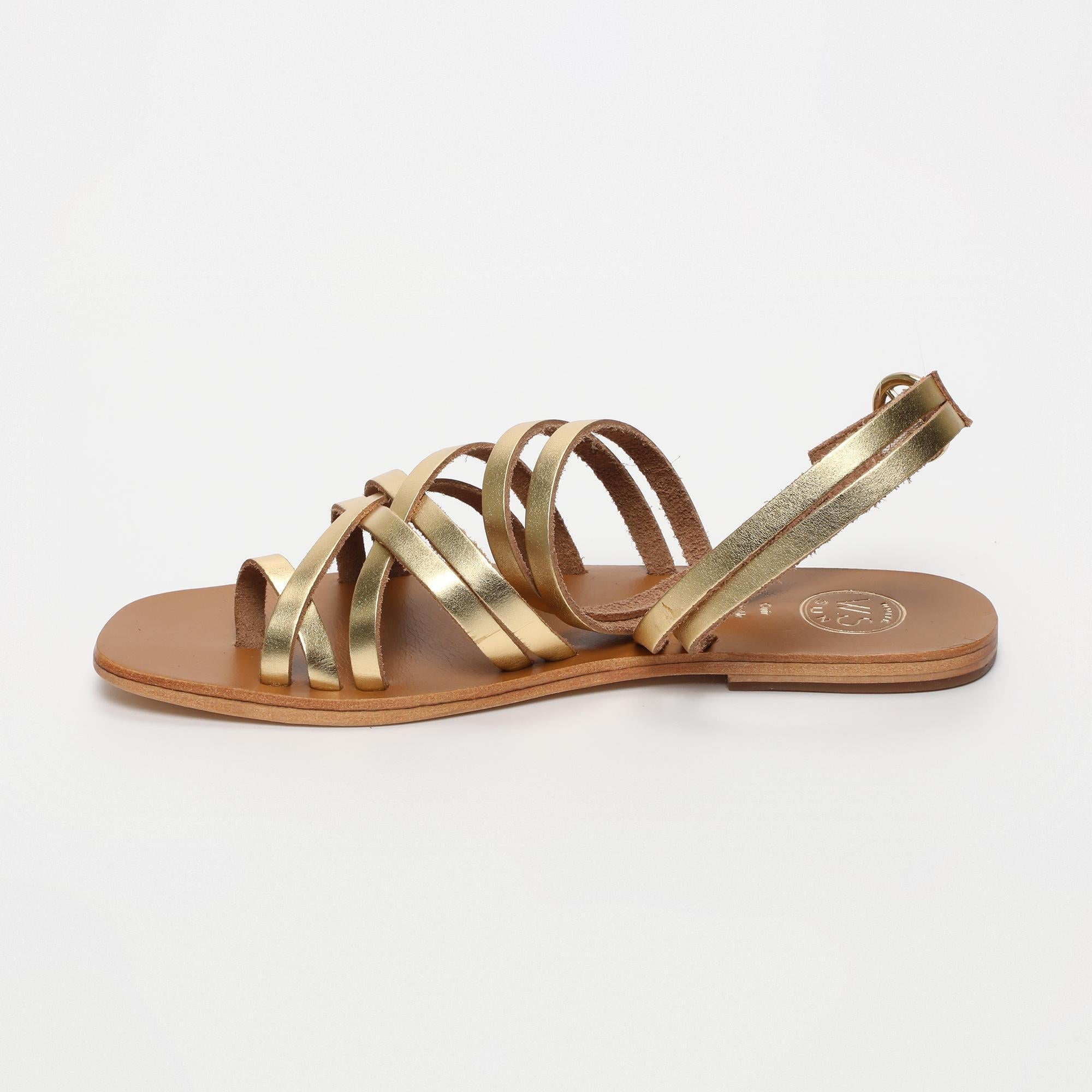 TALEAH sandales entre doigt en cuir or foncé