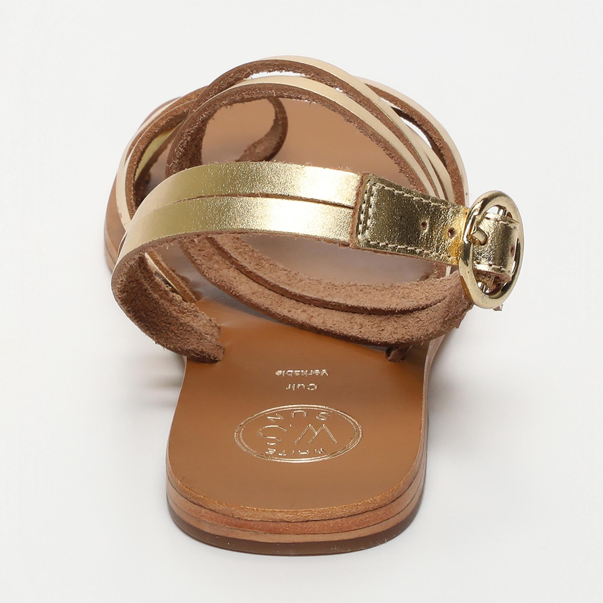 TALEAH sandales entre doigt en cuir or foncé