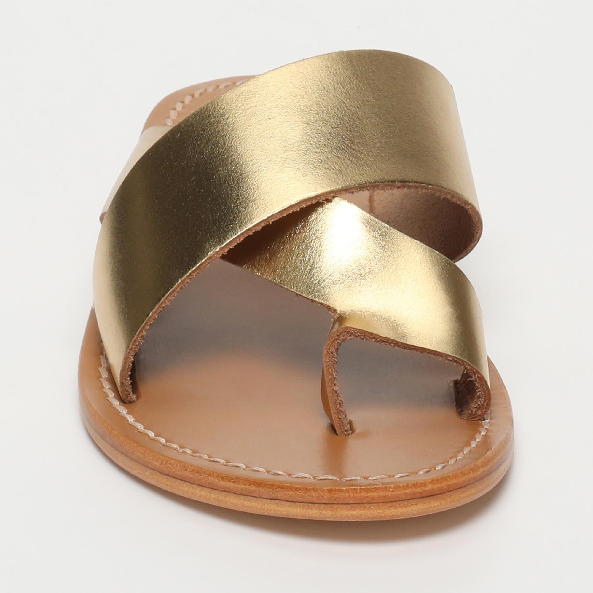 TAMAR mules entre doigt en cuir or foncé