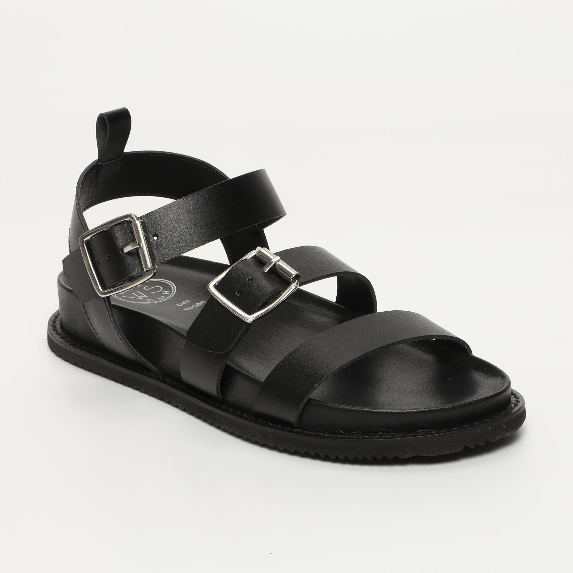 TAMIA sandales en cuir noir