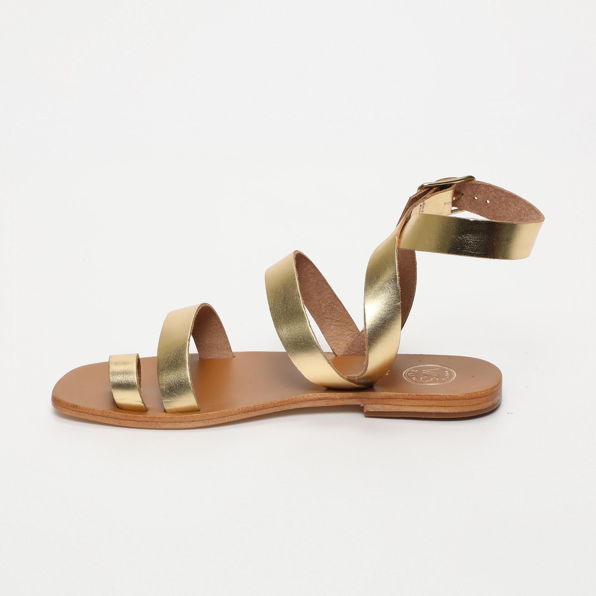 TANNER sandales bracelet de cheville en cuir or foncé