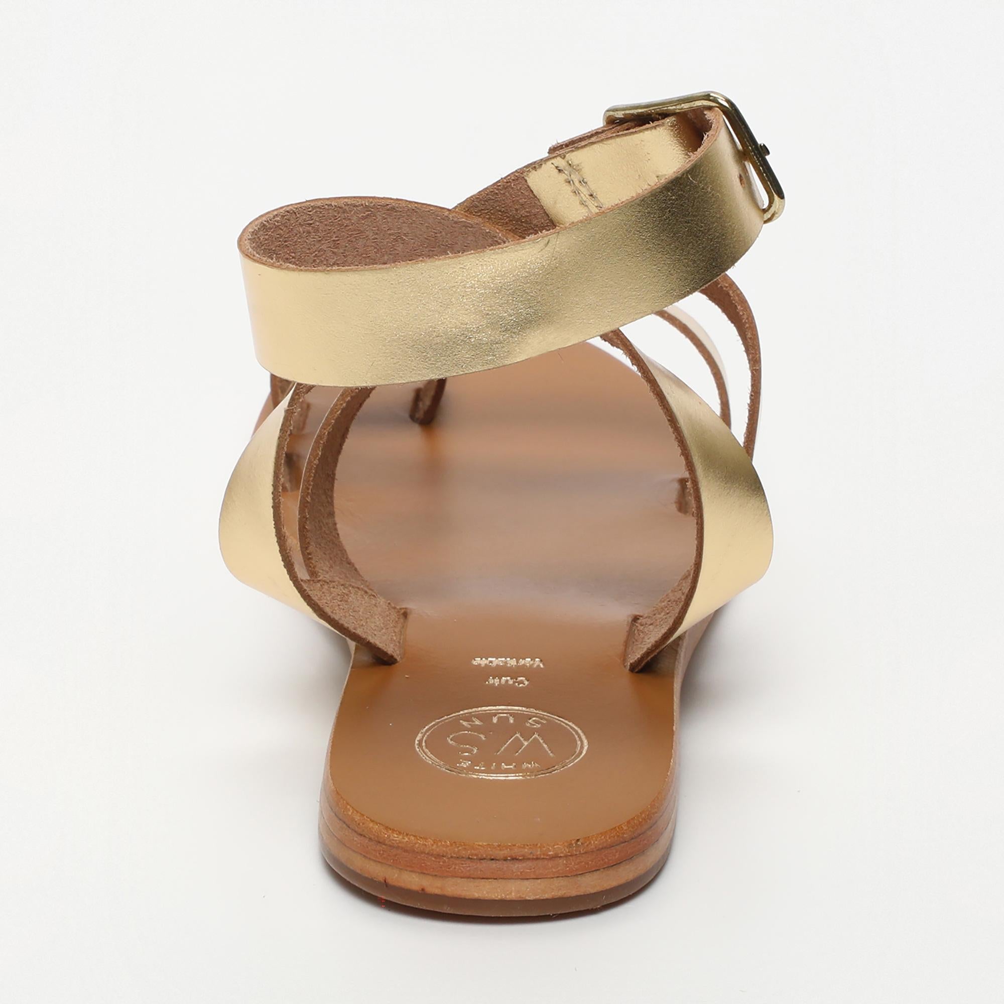 TANNER sandales bracelet de cheville en cuir or foncé