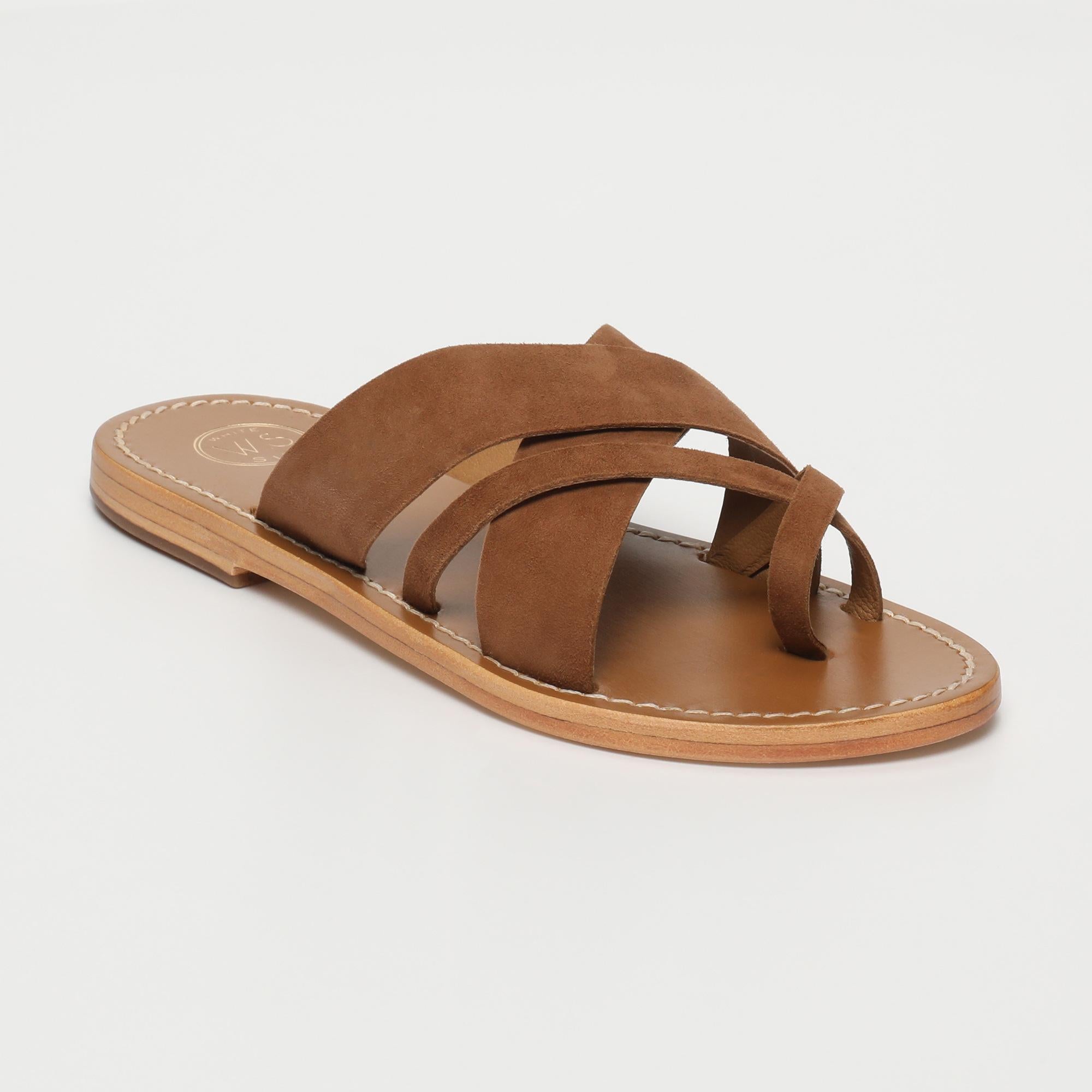 TASNEEM mules entre doigt en cuir camel