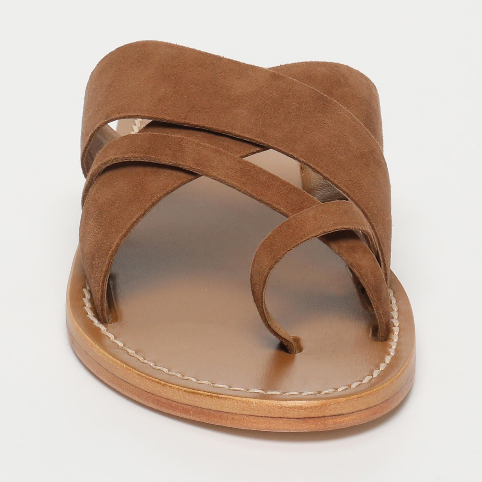 TASNEEM mules entre doigt en cuir camel