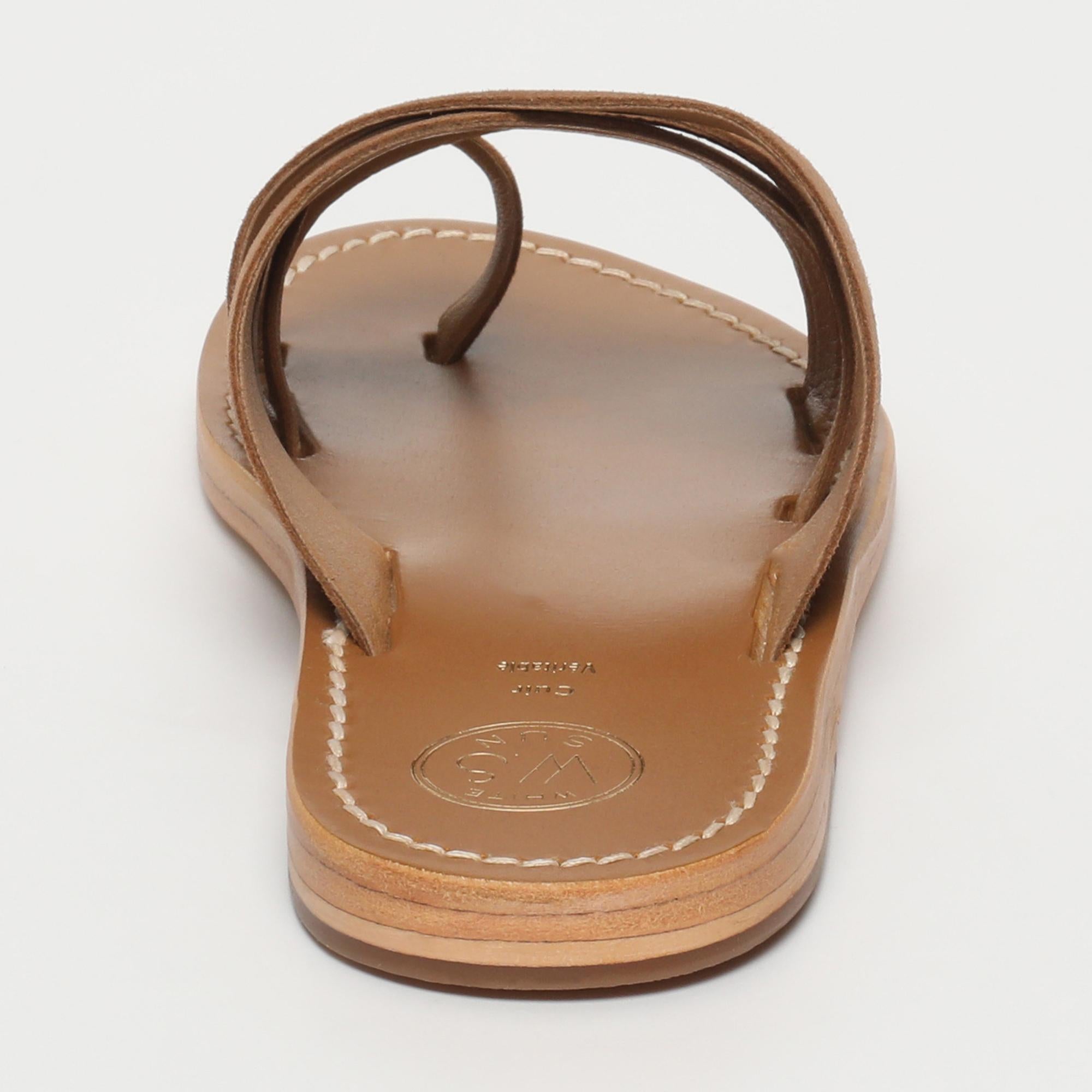 TASNEEM mules entre doigt en cuir camel