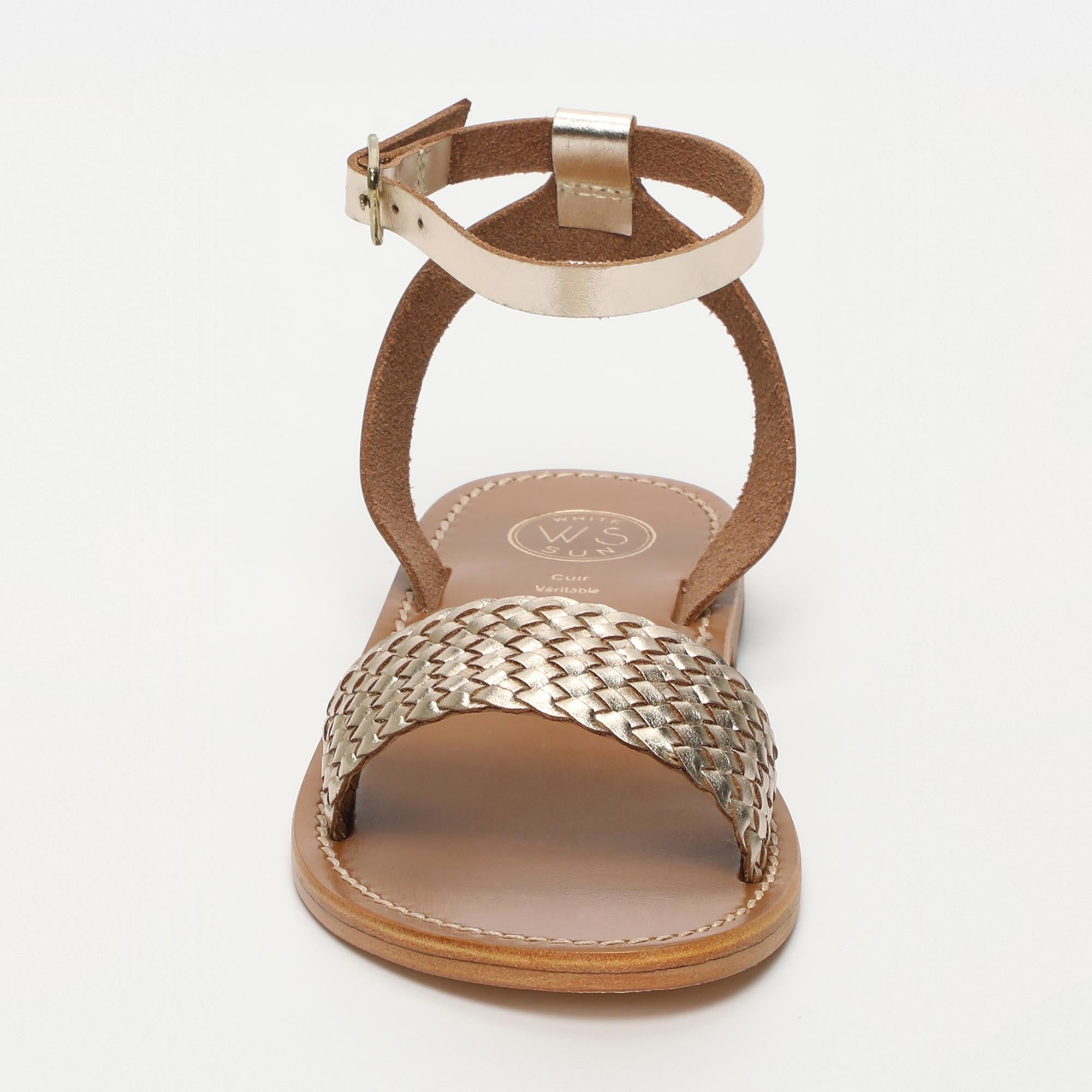 TAYTUM sandales bracelet de cheville tresse en cuir or