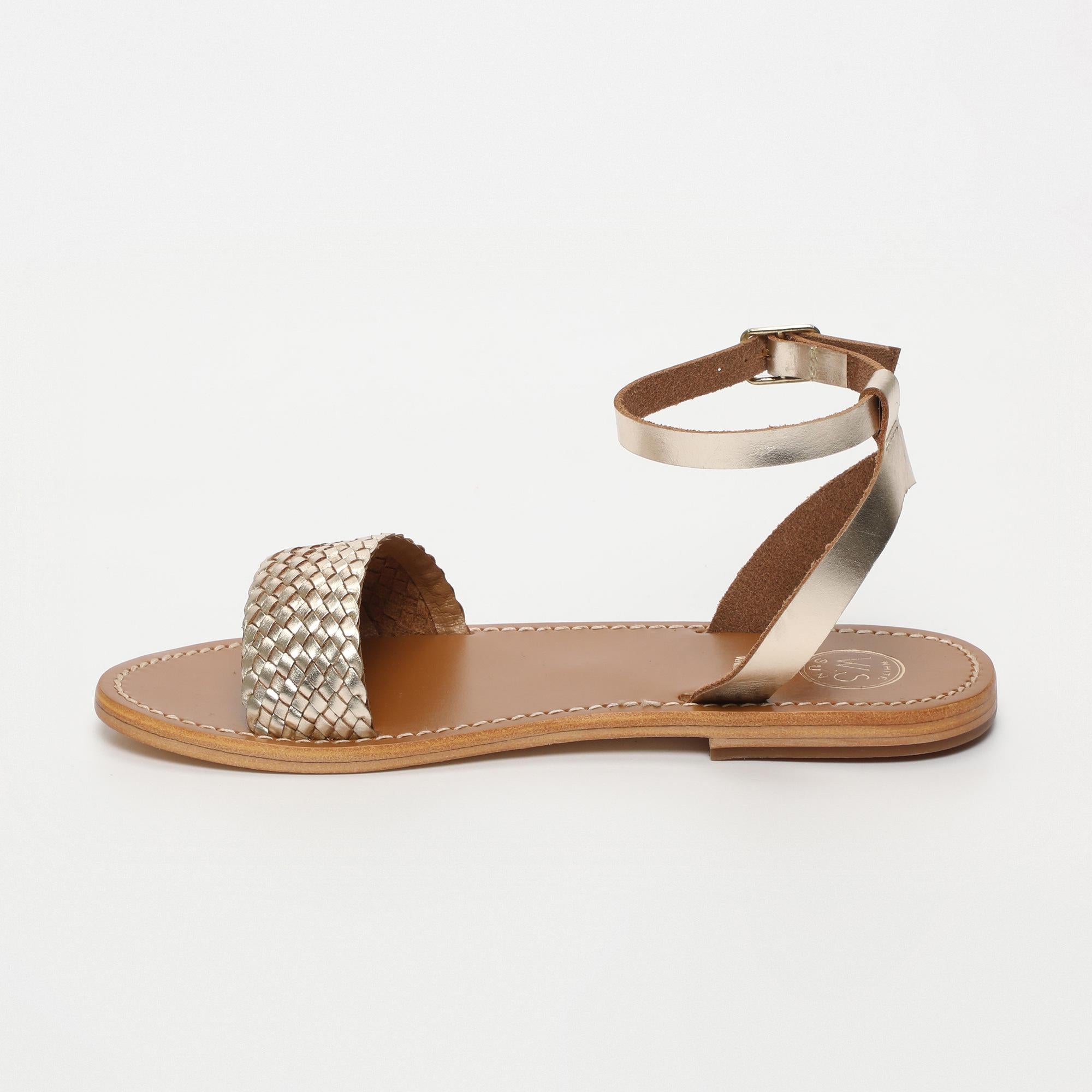 TAYTUM sandales bracelet de cheville tresse en cuir or