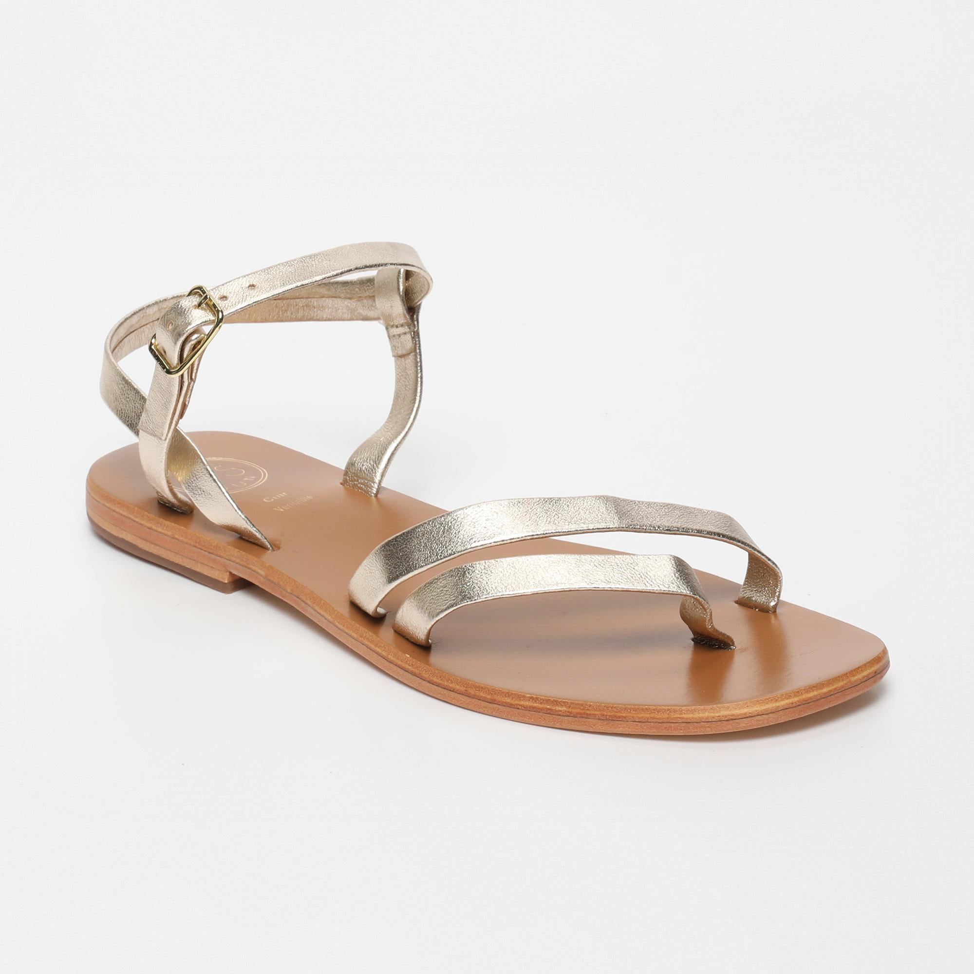 TERESA sandales en cuir platine