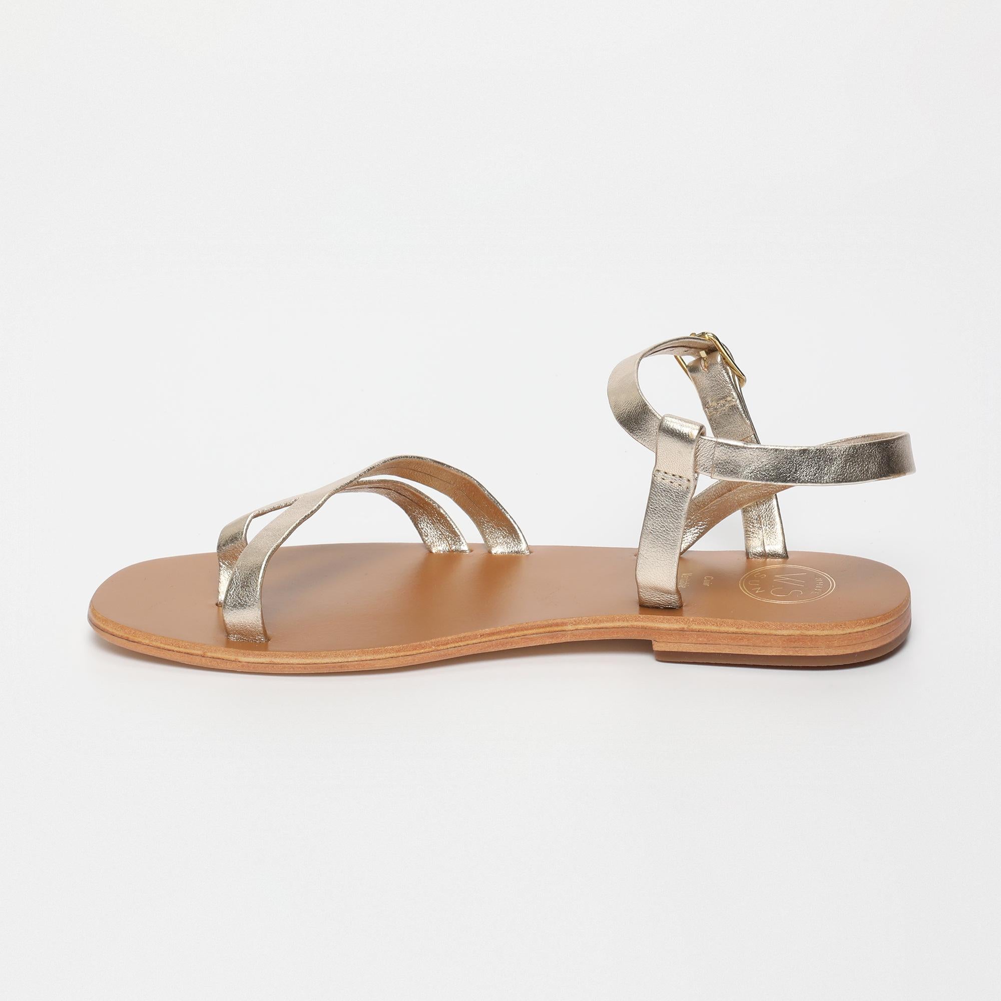 TERESA sandales en cuir platine