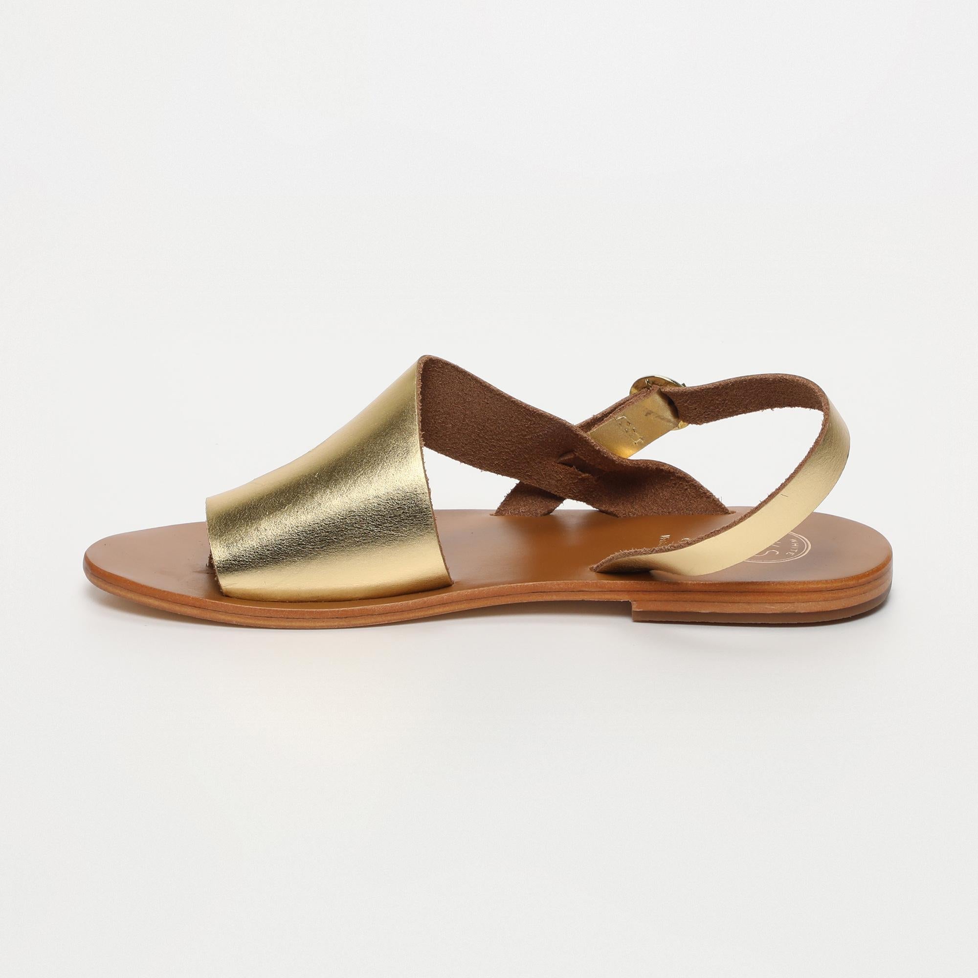 TEYANA sandales entre doigt en cuir or foncé