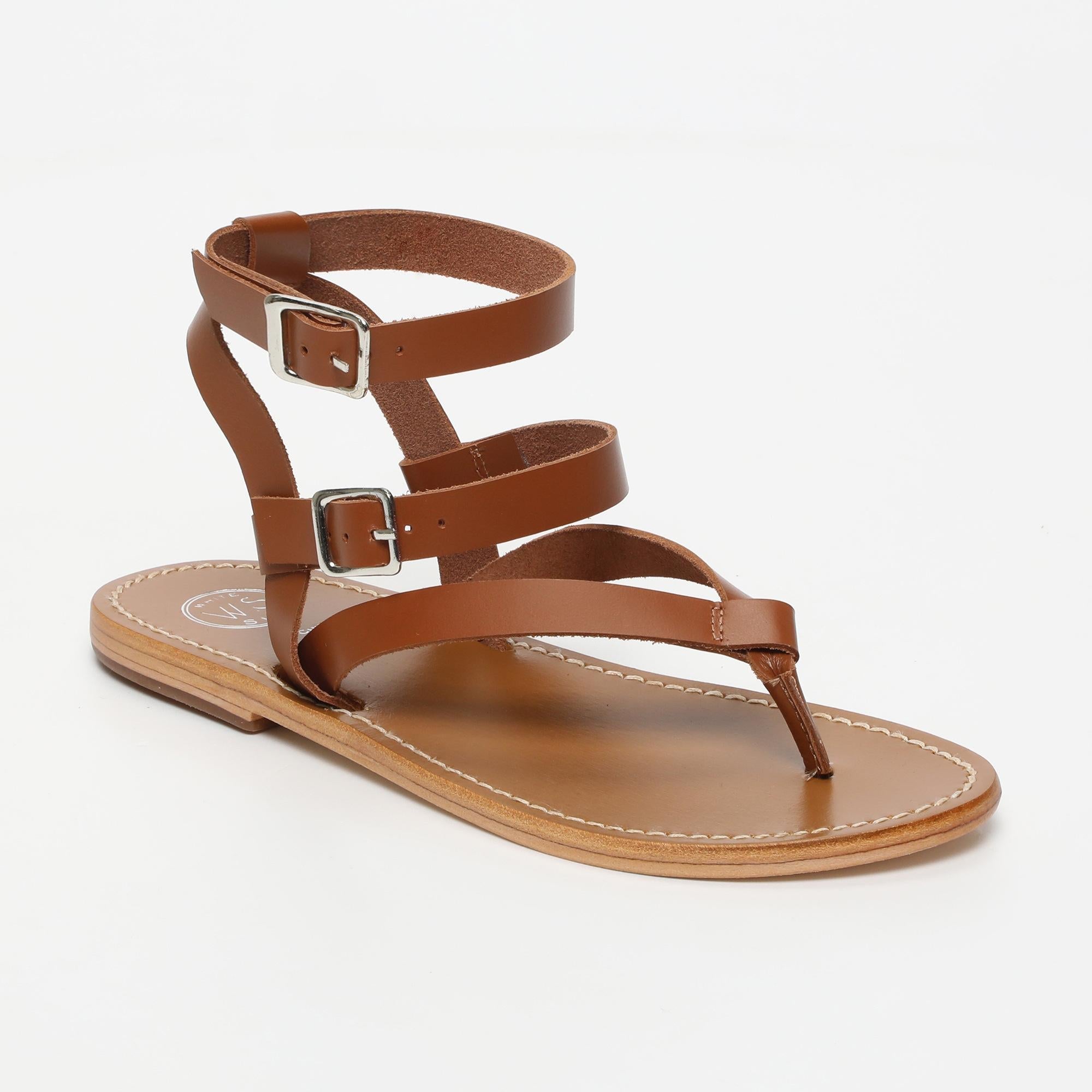 THEA sandales entre doigt bracelet de cheville en cuir camel