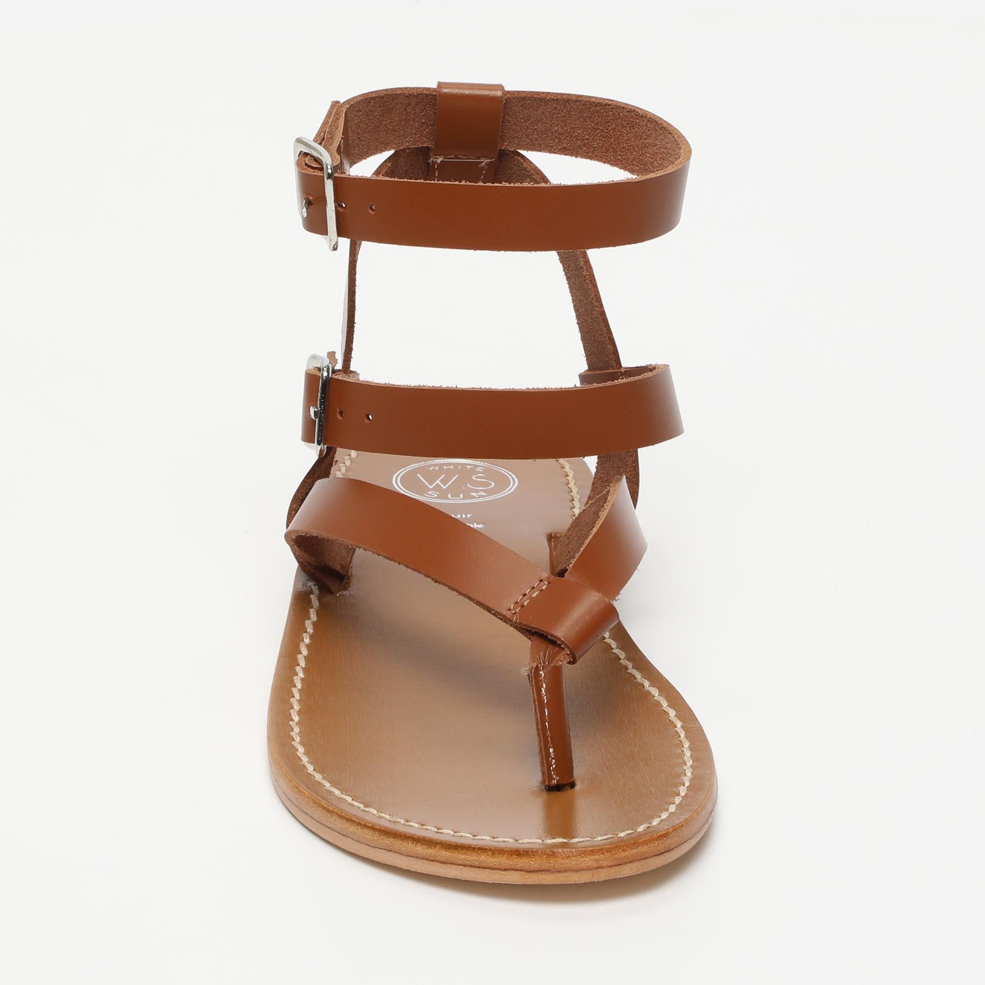 THEA sandales entre doigt bracelet de cheville en cuir camel