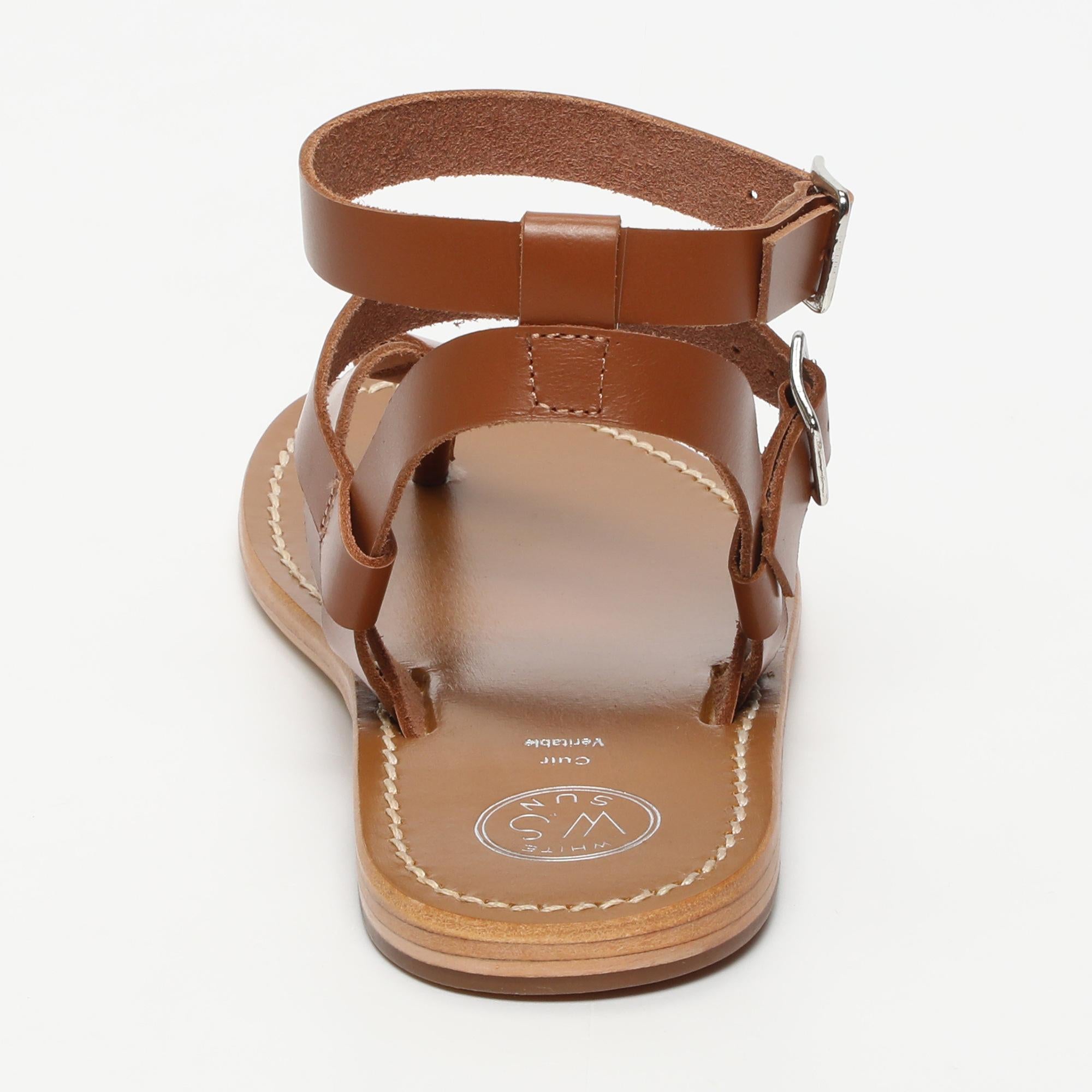 THEA sandales entre doigt bracelet de cheville en cuir camel