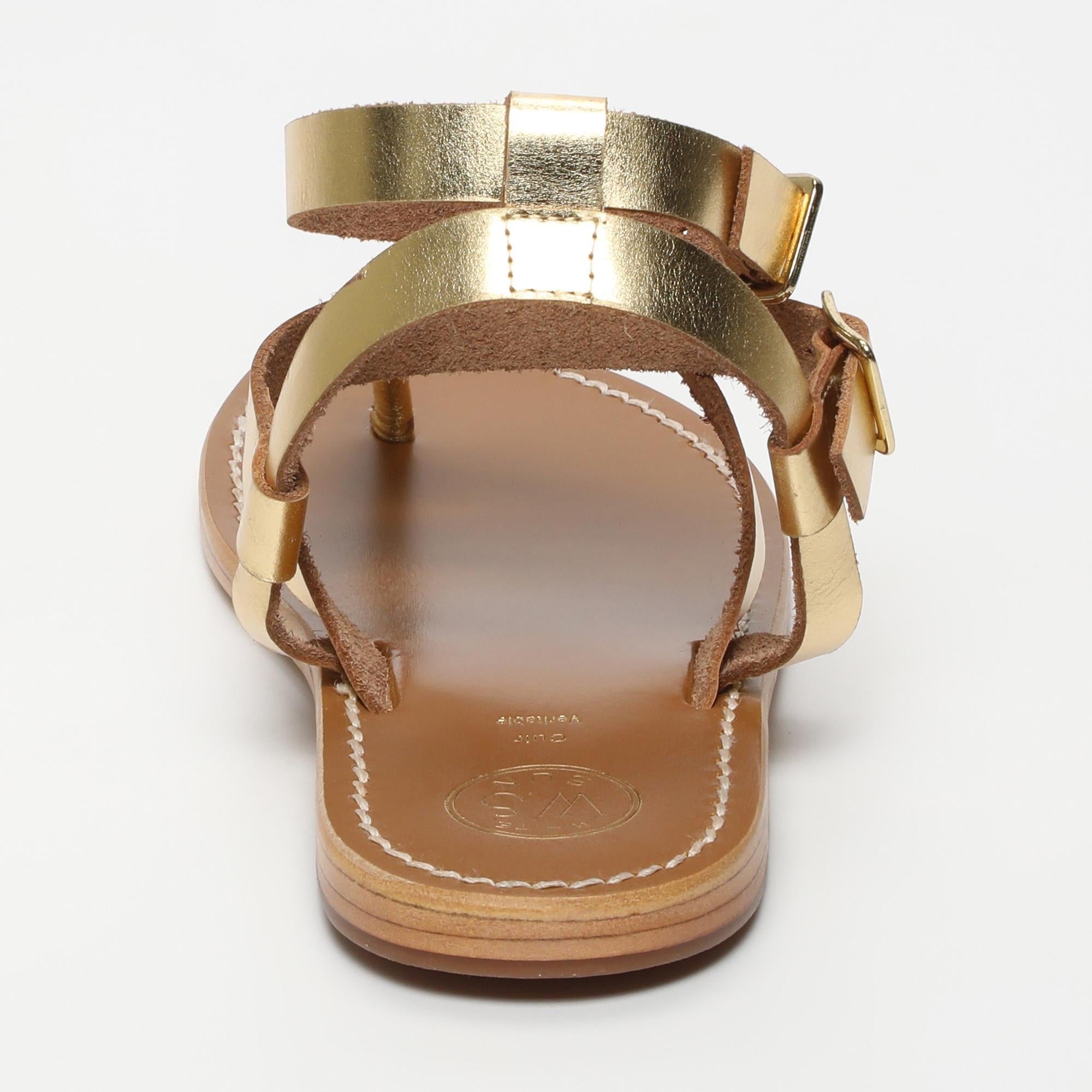 THEA sandales entre doigt bracelet de cheville en cuir or foncé