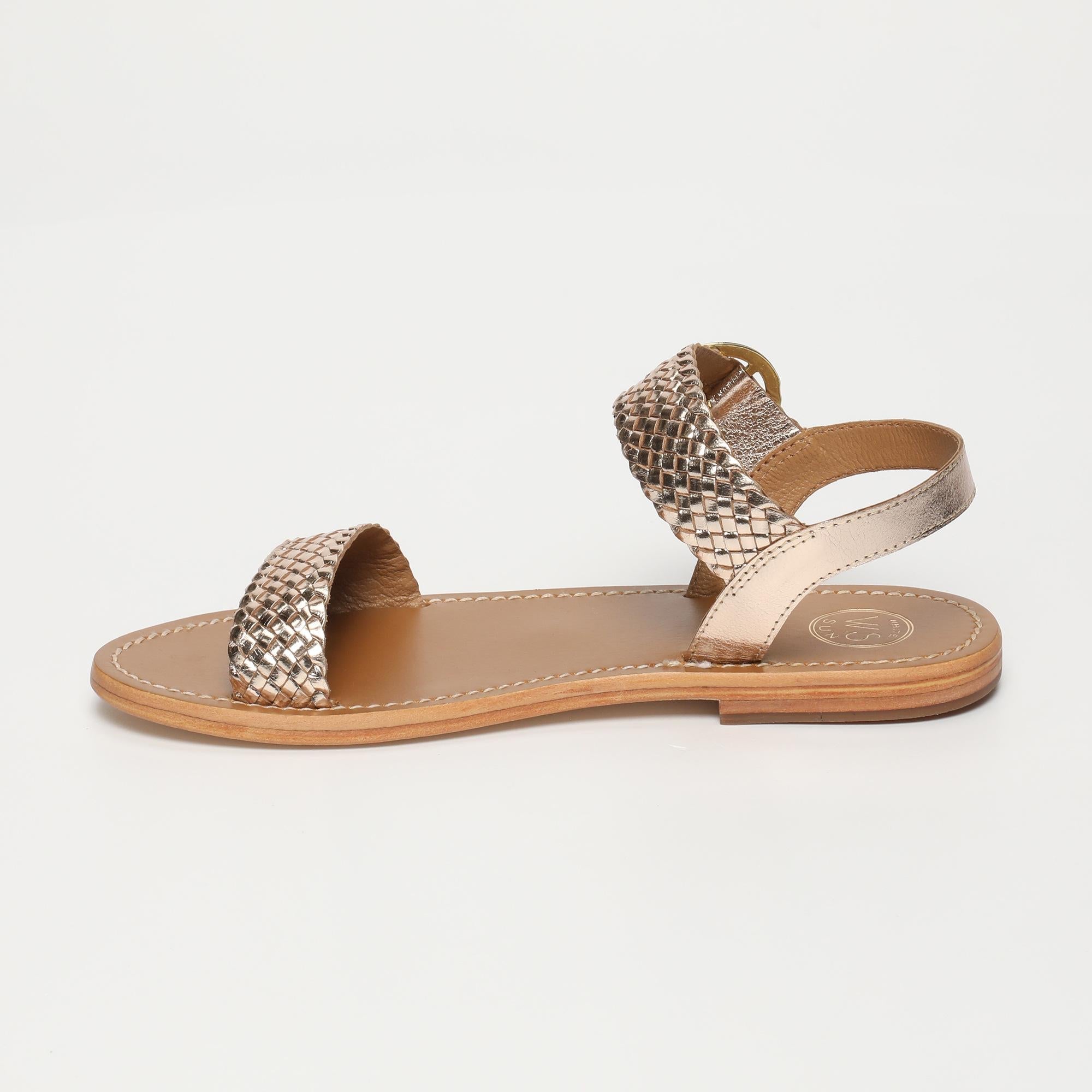 TIFFANY sandales tresse en cuir or