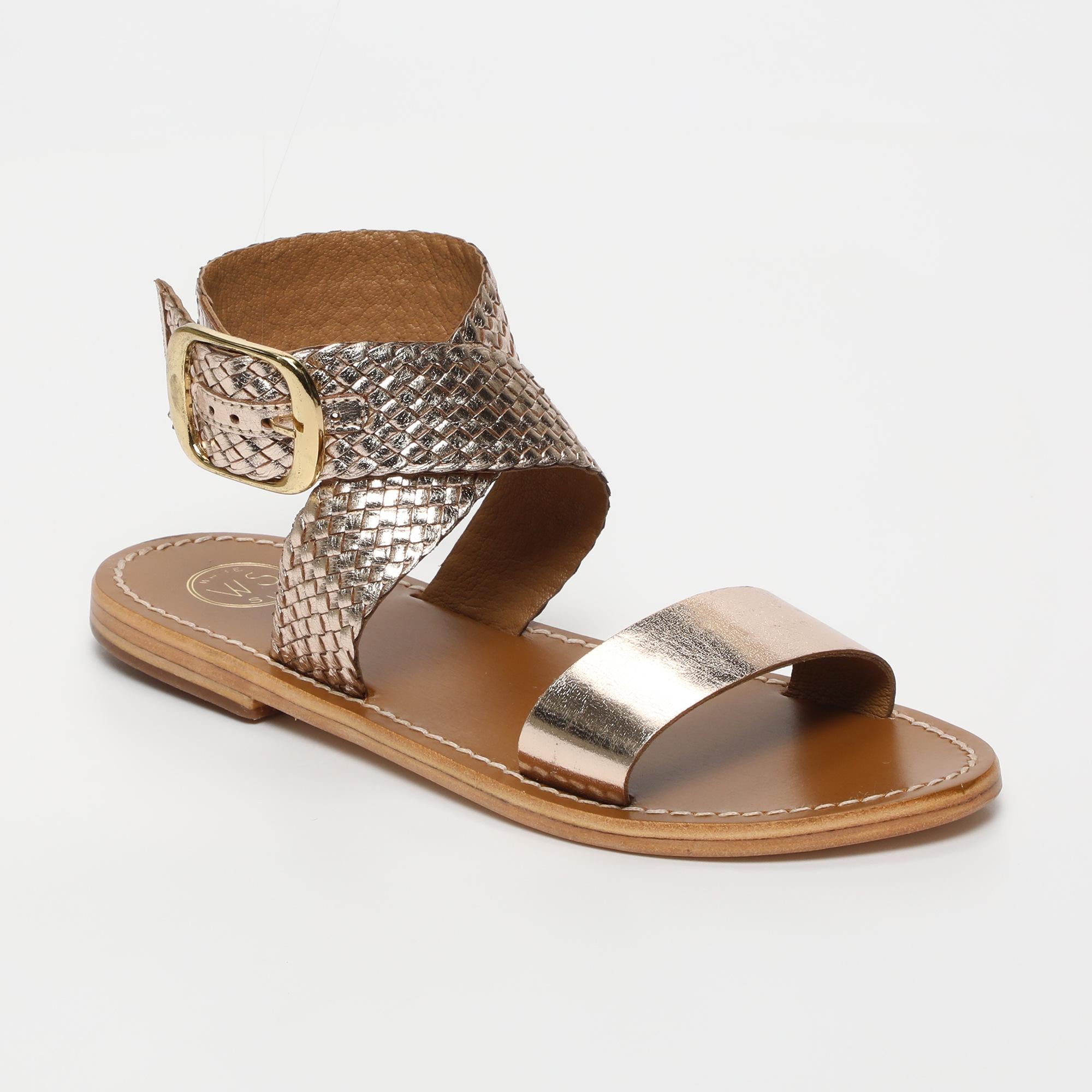 TINSLEY sandales tresse en cuir or