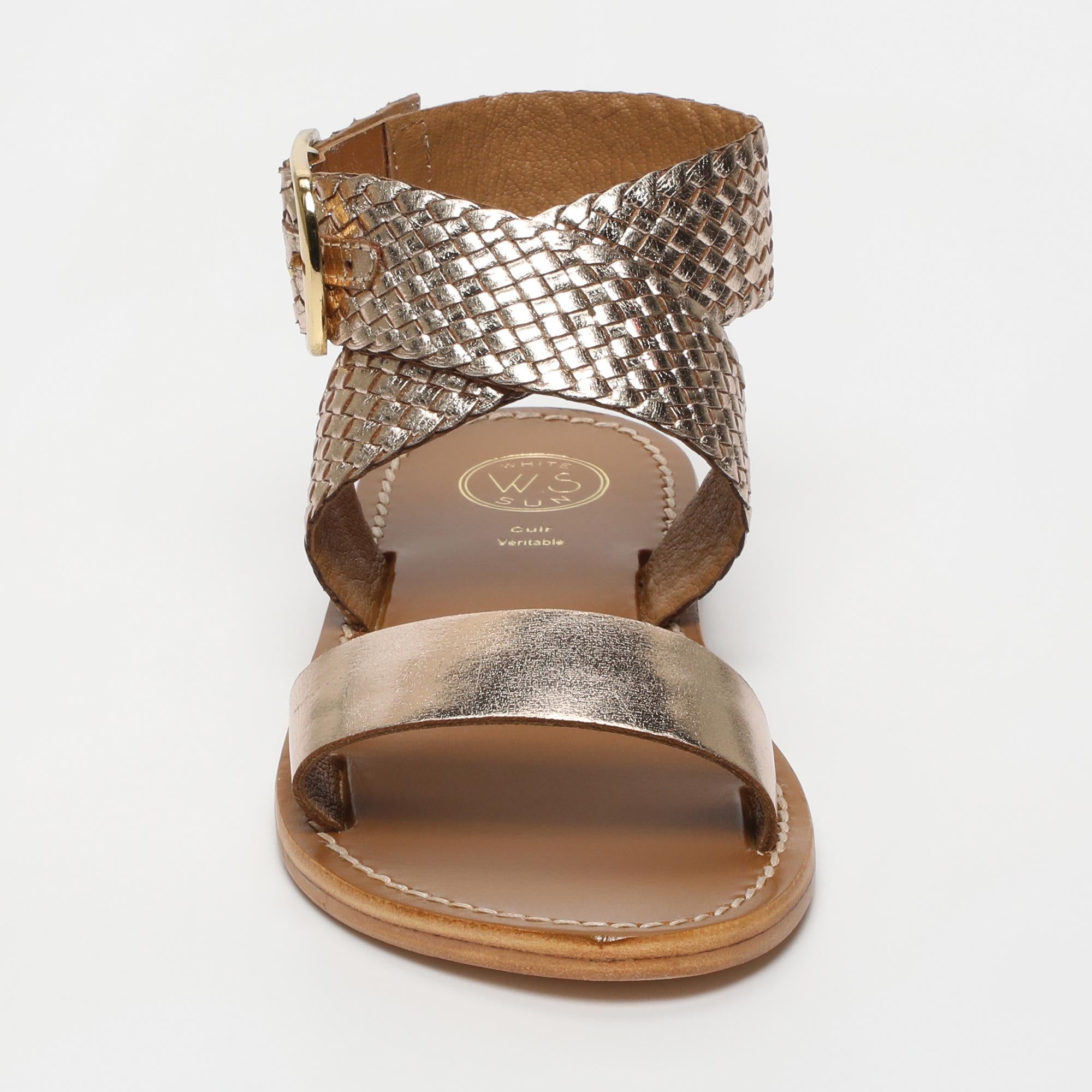 TINSLEY sandales tresse en cuir or