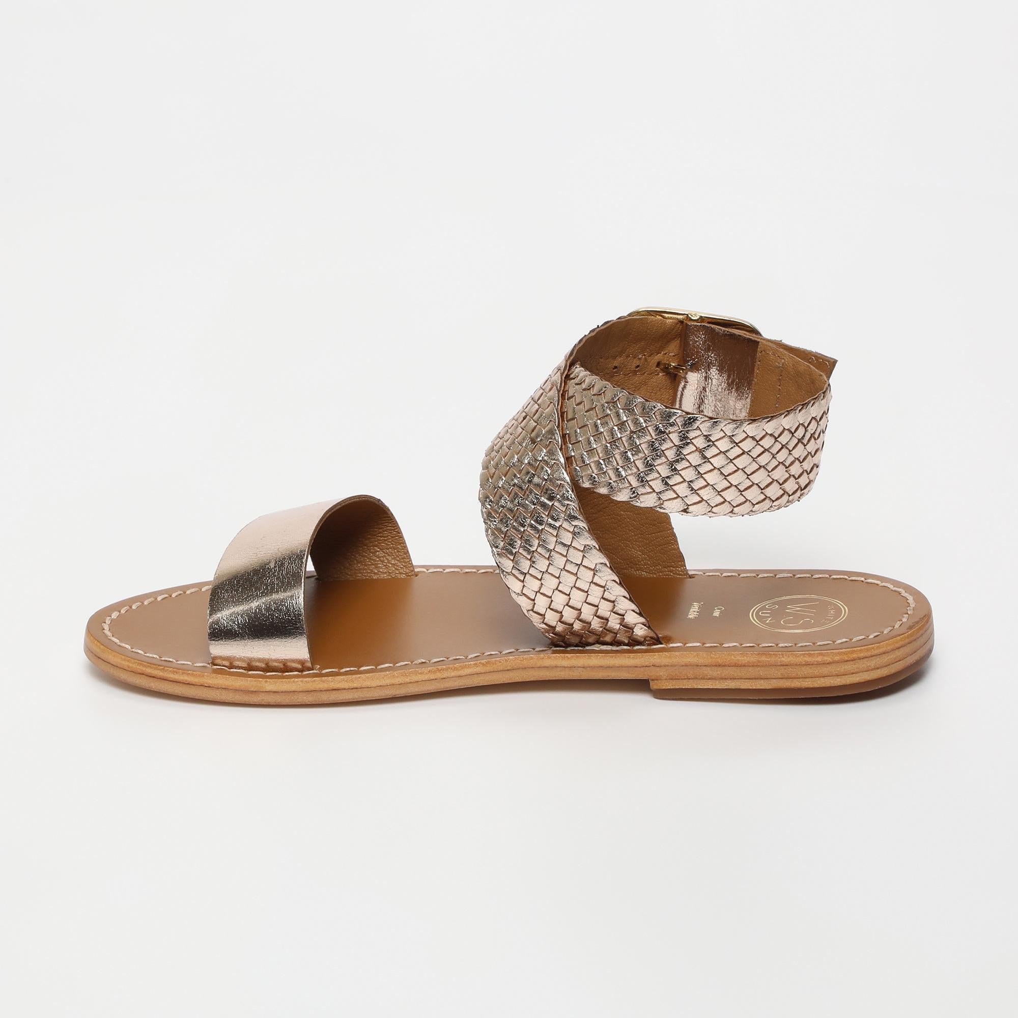 TINSLEY sandales tresse en cuir or