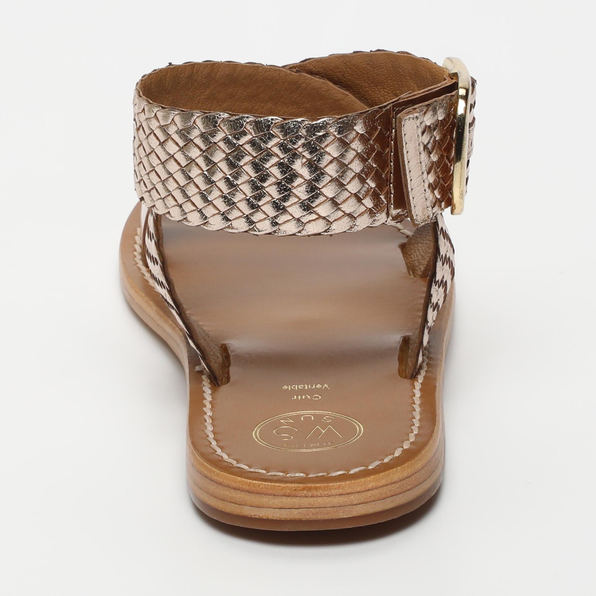 TINSLEY sandales tresse en cuir or