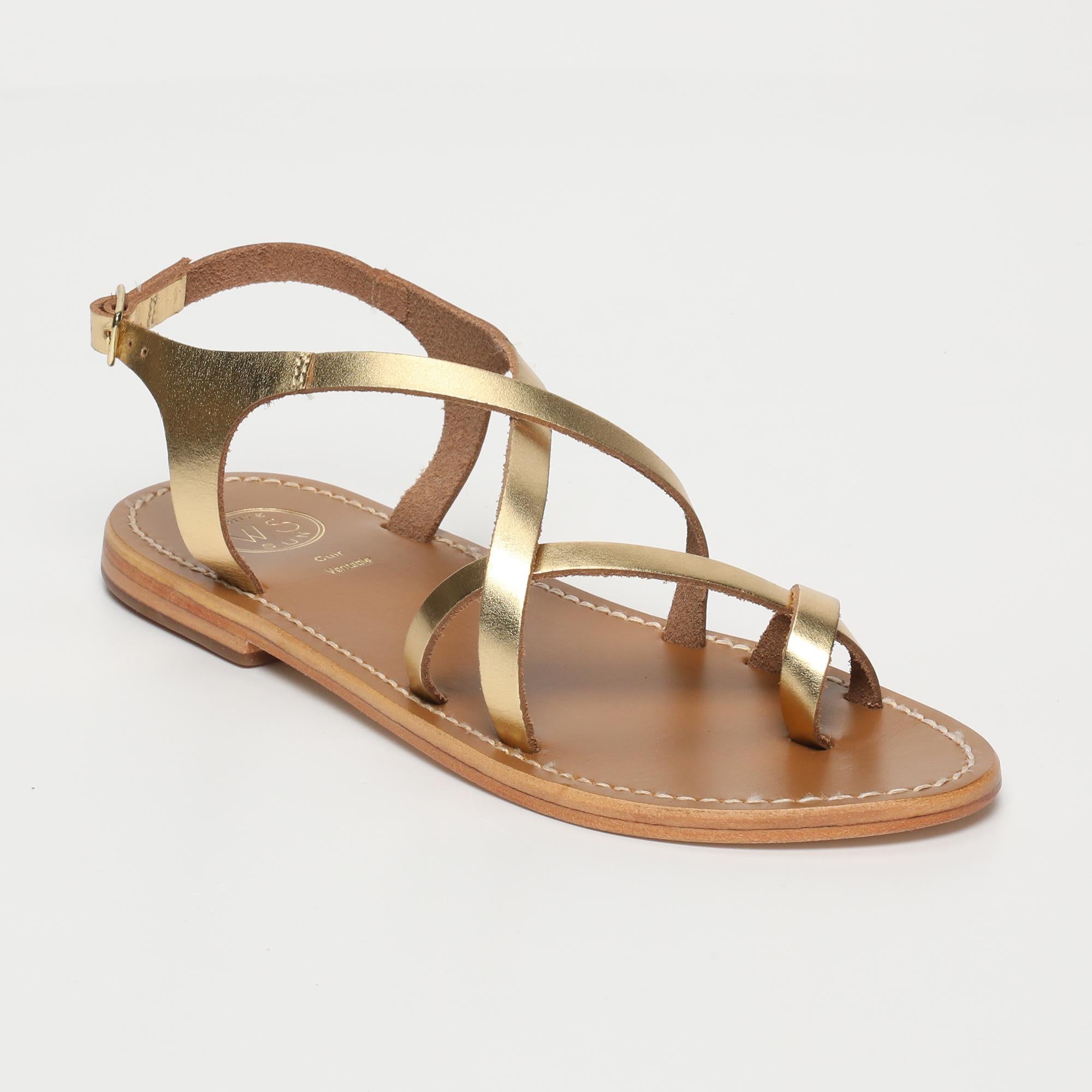 TOBY sandales entre doigt en cuir or foncé