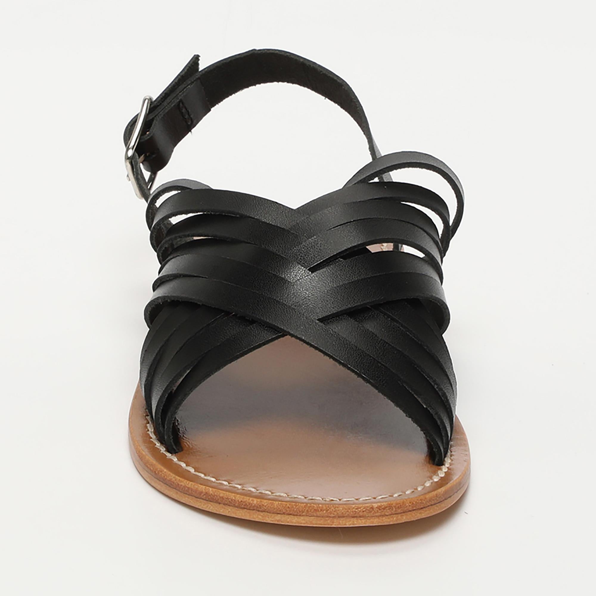 TRINITY sandales en cuir noir