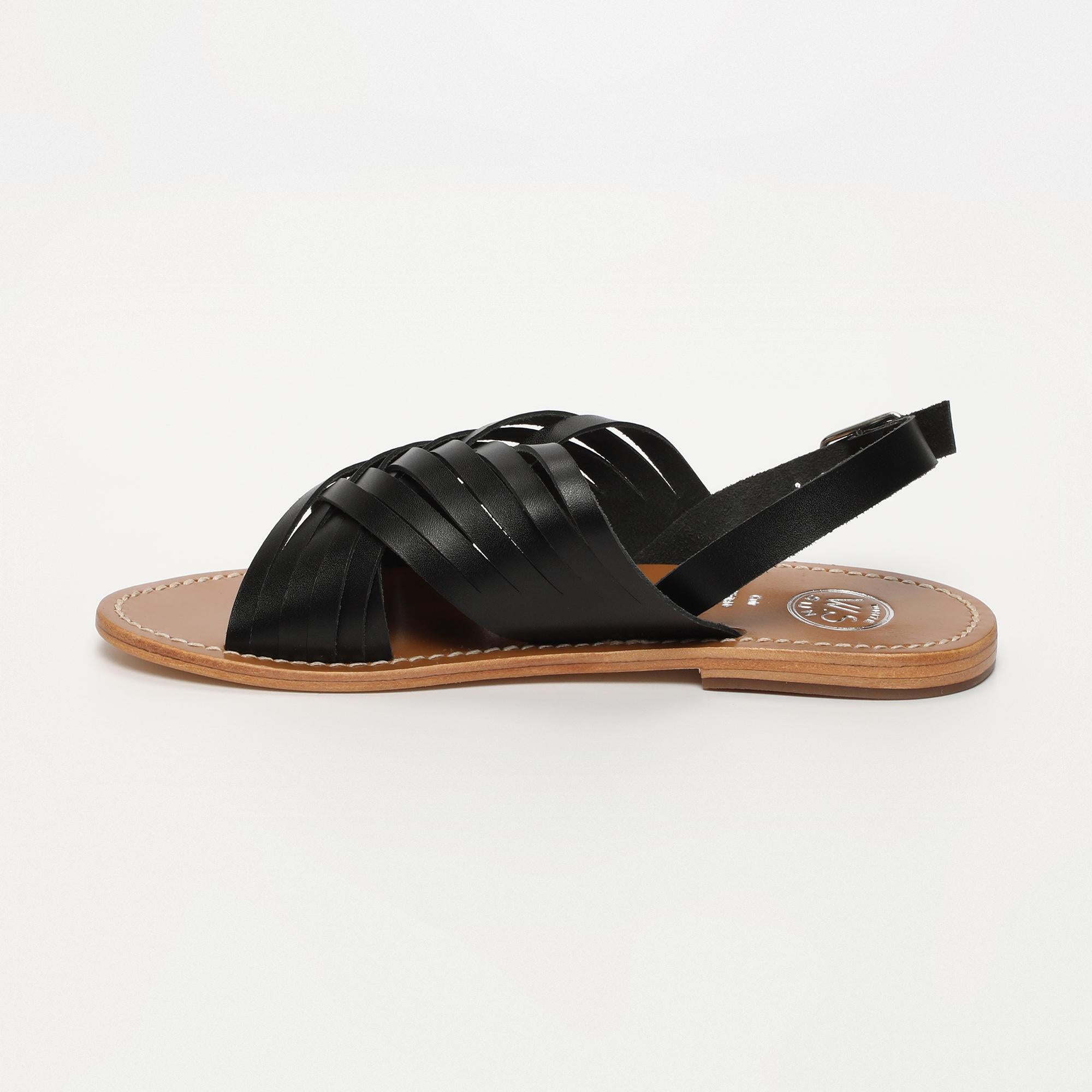 TRINITY sandales en cuir noir