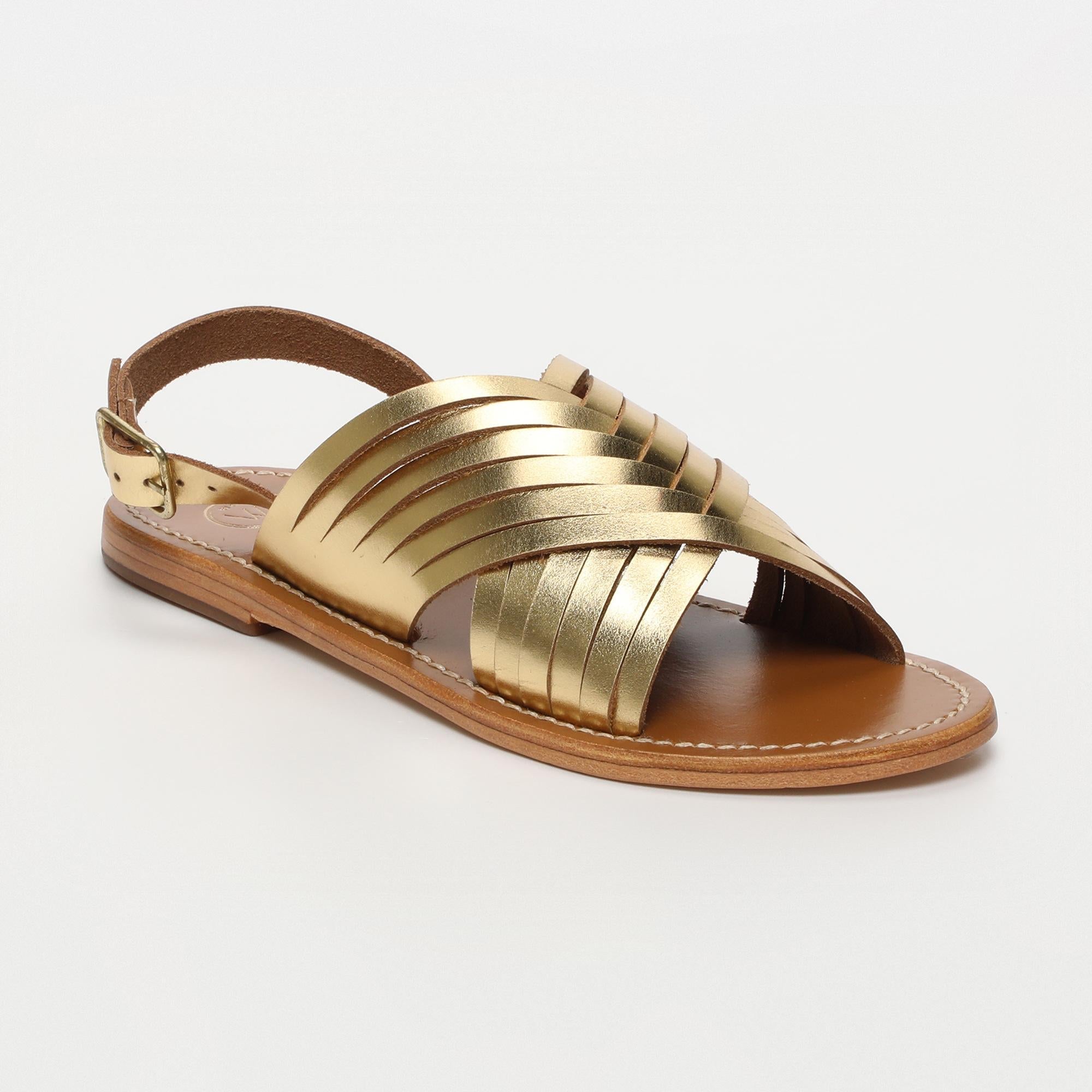 TRINITY sandales en cuir or foncé