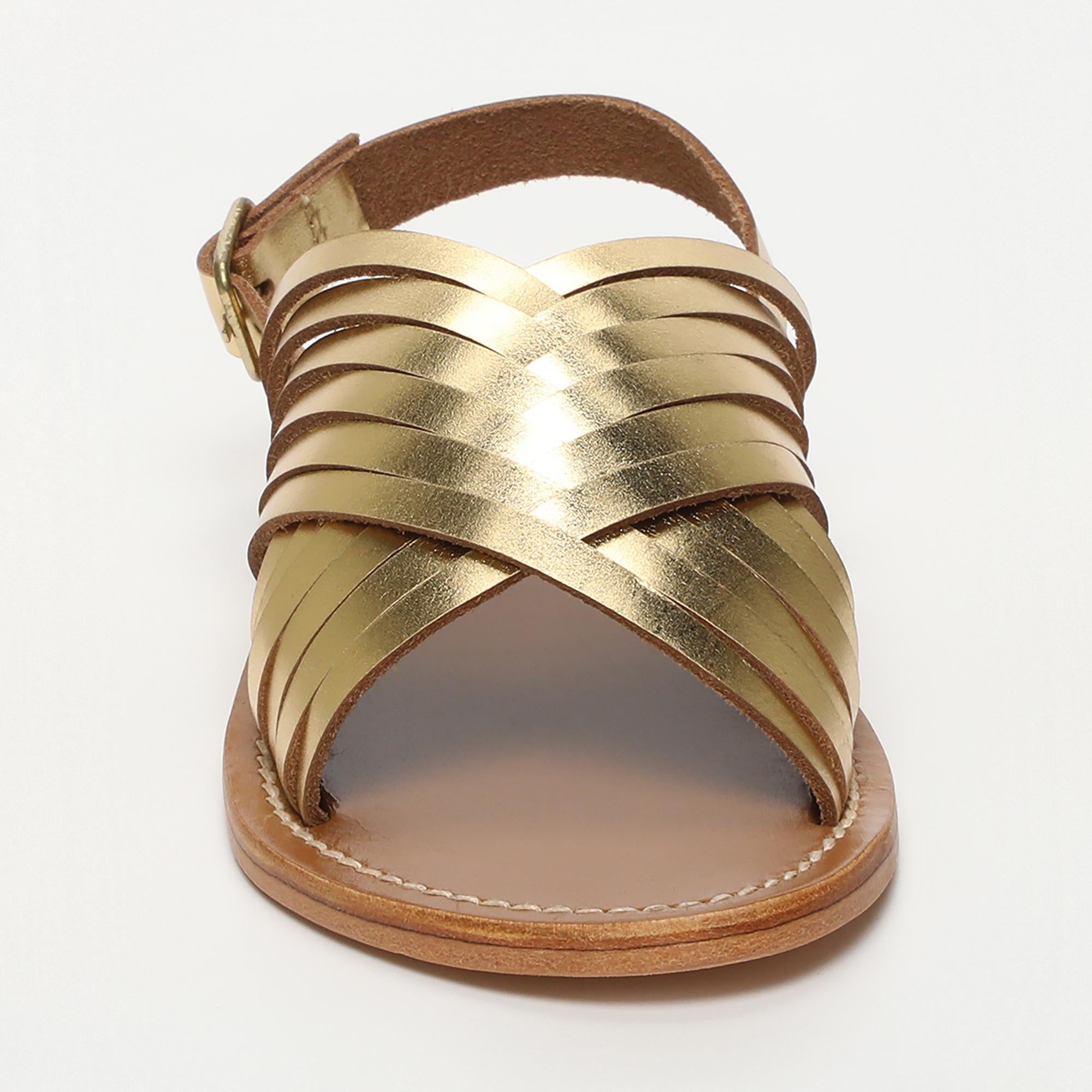 TRINITY sandales en cuir or foncé