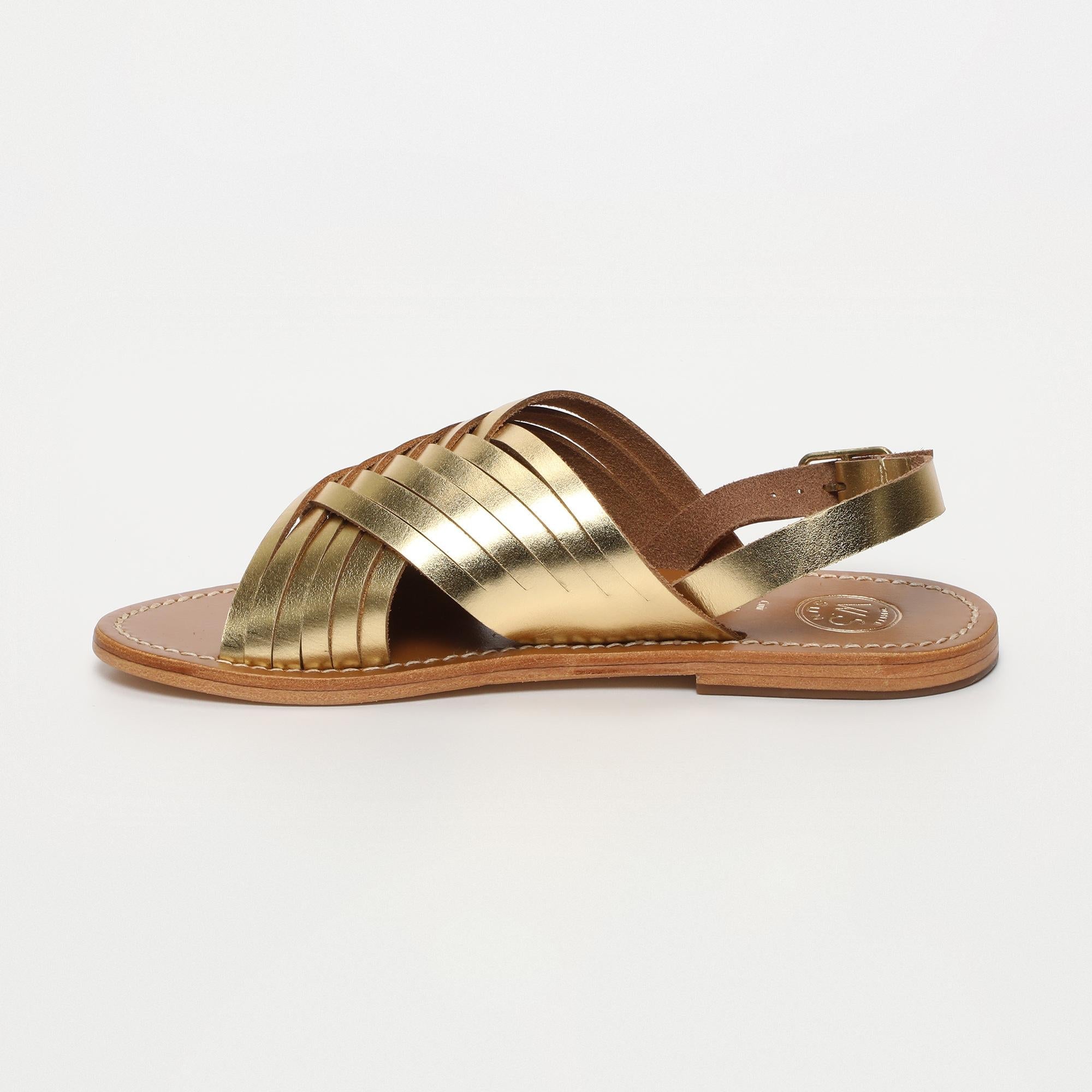 TRINITY sandales en cuir or foncé