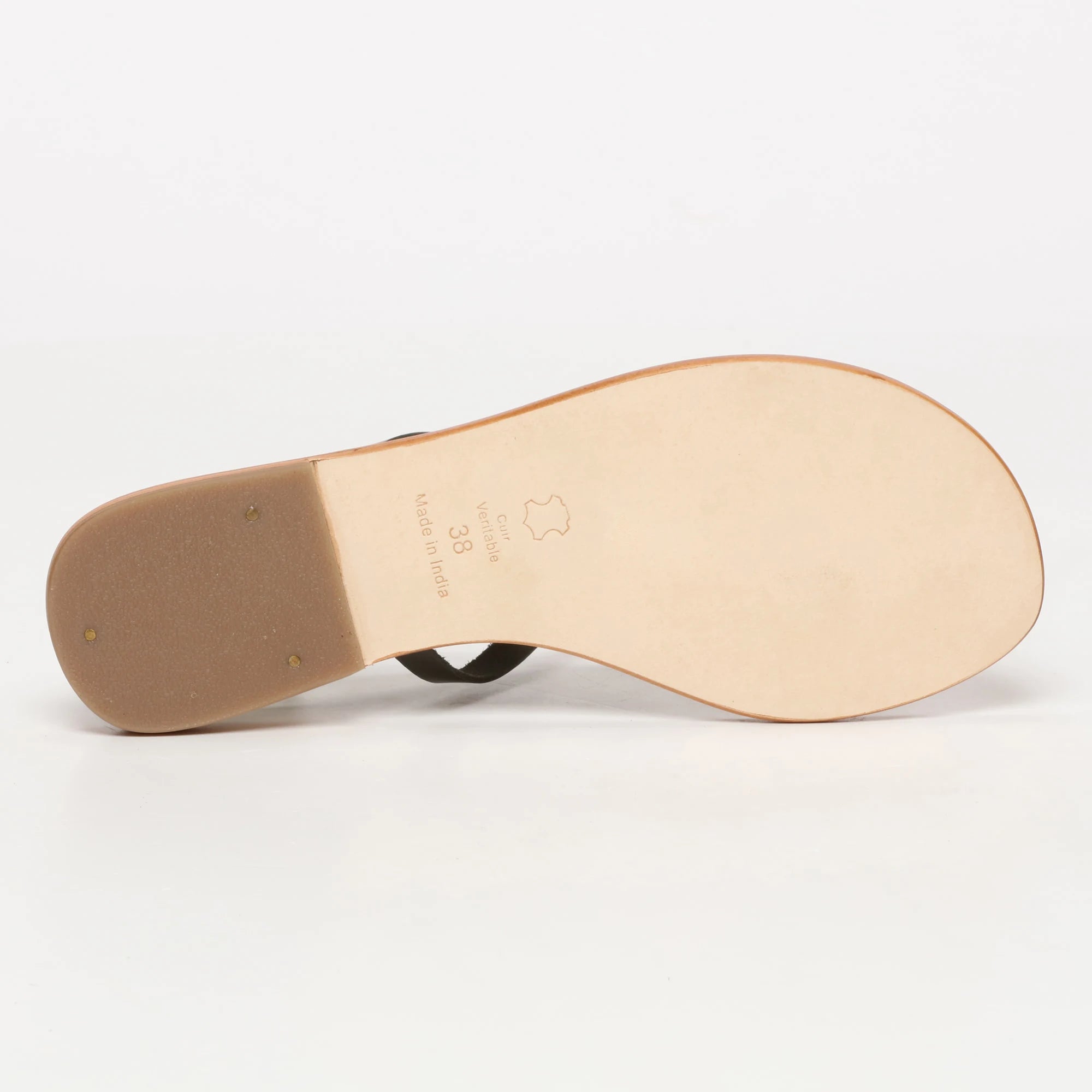 MENTA sandales entre-doigts en cuir noir