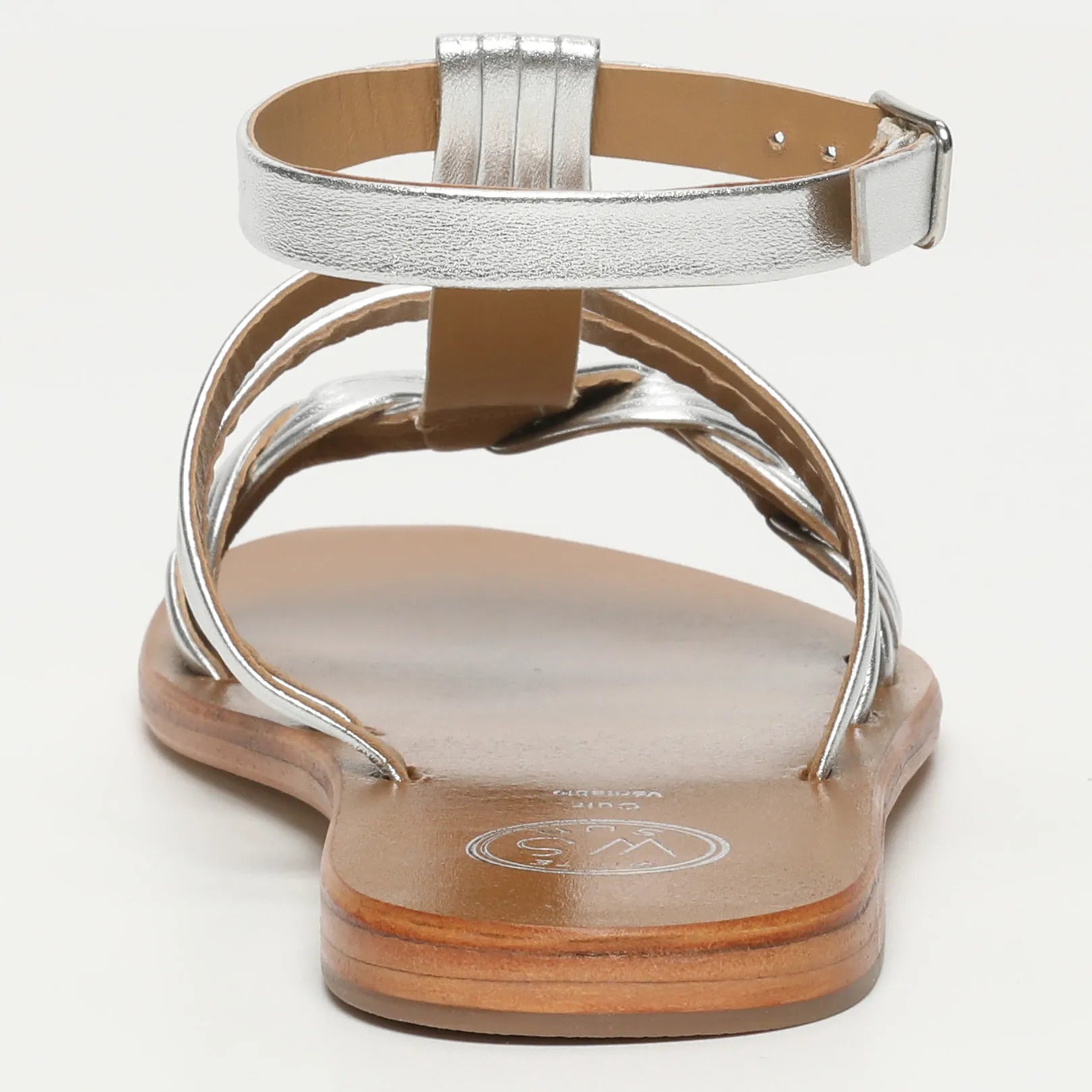 CARMESI sandales spartiate / lacet en cuir argent